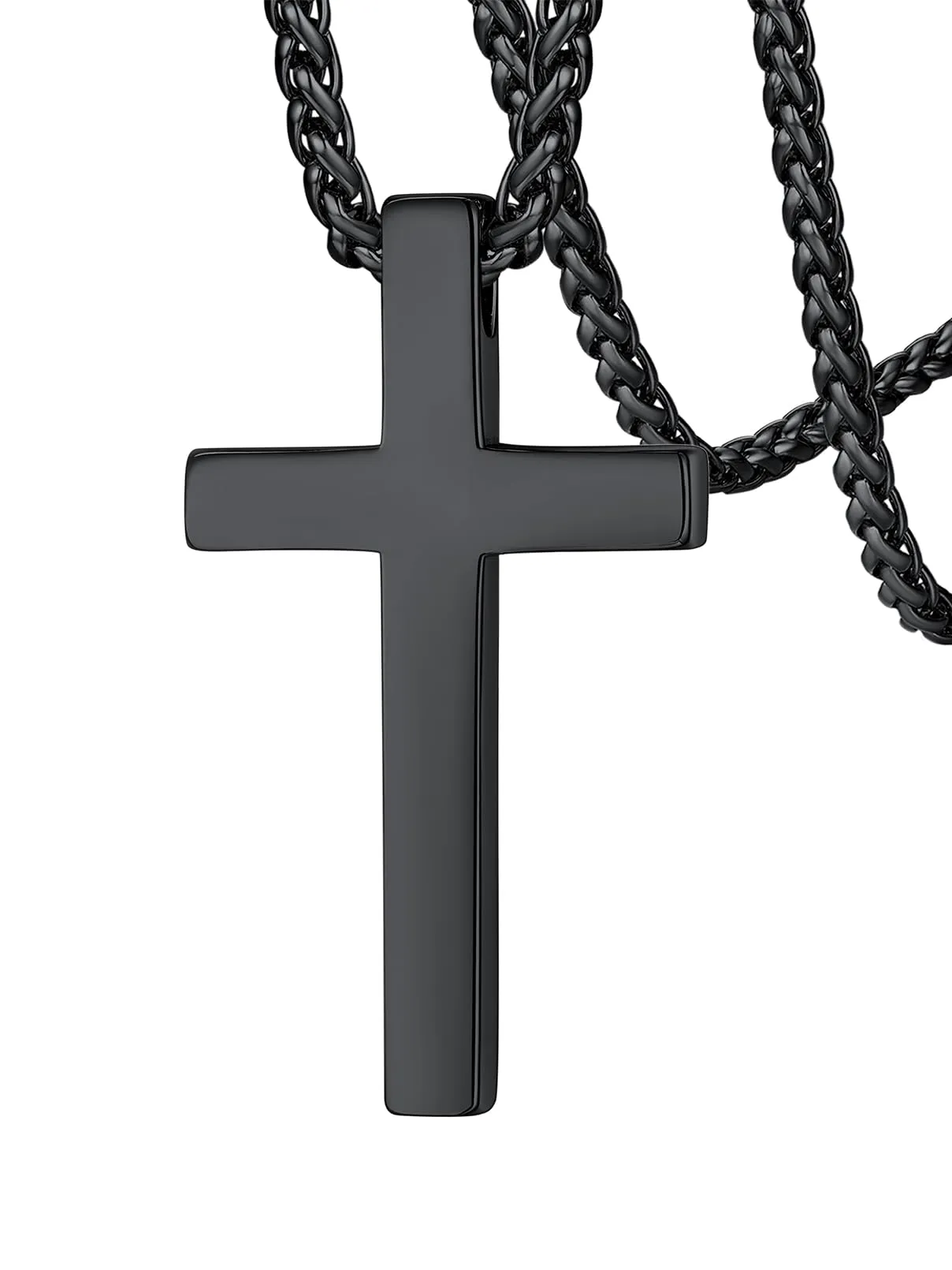 FaithHeart Collana Croce Uomo, 50mm, Nero - immagine 1
