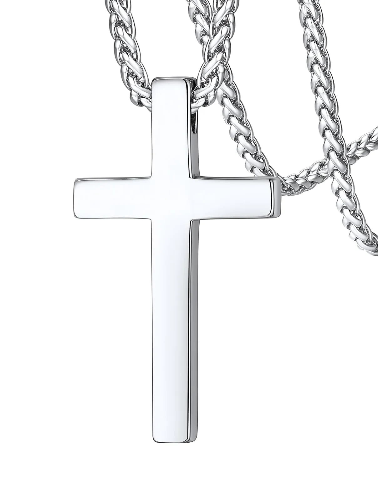 FaithHeart Collana Croce Uomo Acciaio Inox, Ciondolo 50mm e Catena Solida - immagine 1