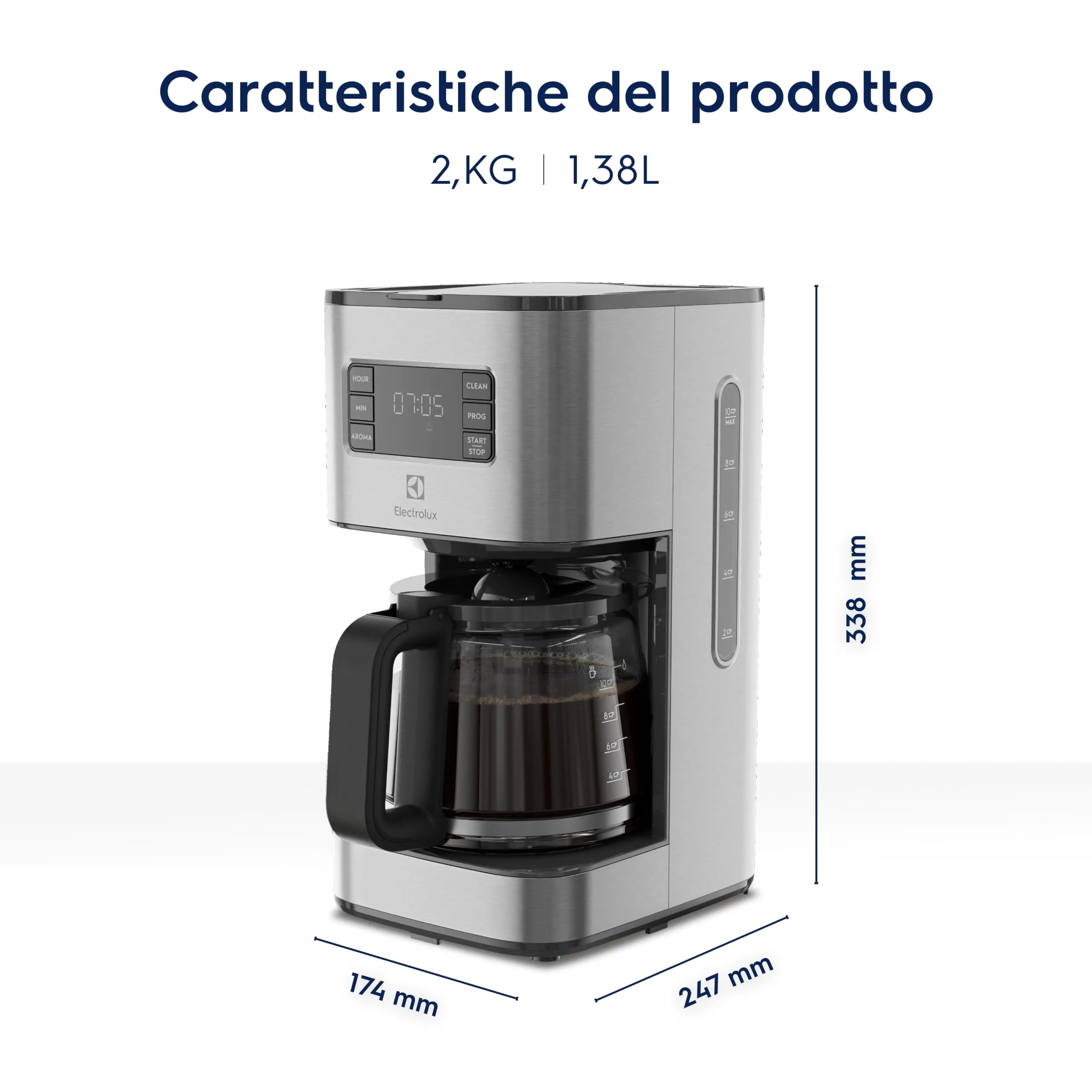 Electrolux Macchina da Caffè Americano E5CM1-6ST Inox 1,38 L - immagine 6