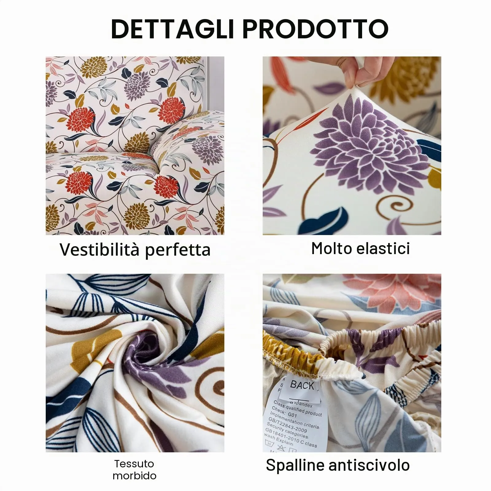 Jaotto Copridivano Elasticizzato 1 Posto, Fodera Antiscivolo e Antimacchia con Braccioli, Stile Fiore - immagine 3