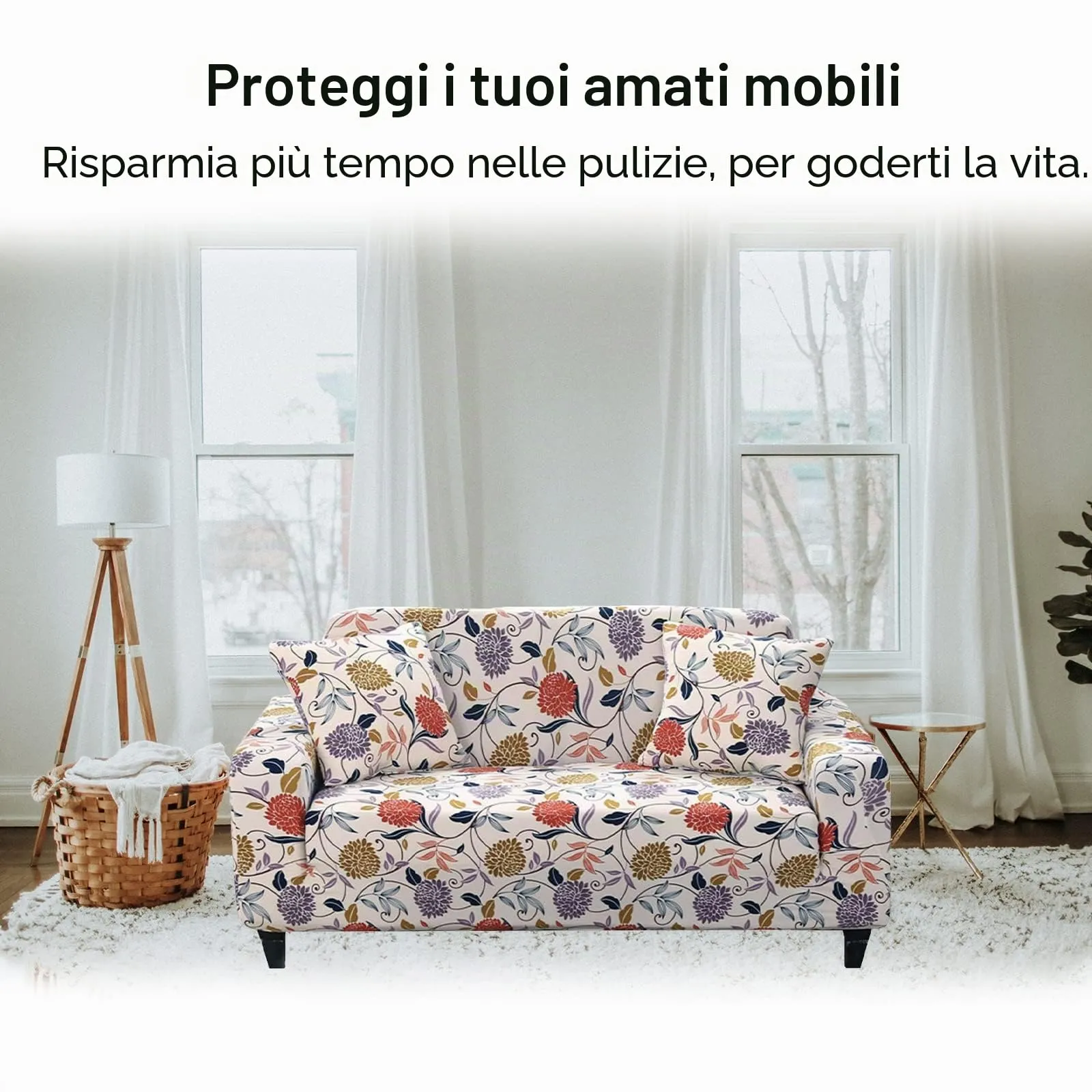 Jaotto Federe per Cuscini Divano Decorativi in Spandex 45x45cm, Set da 2, Stile Fiore - immagine 3
