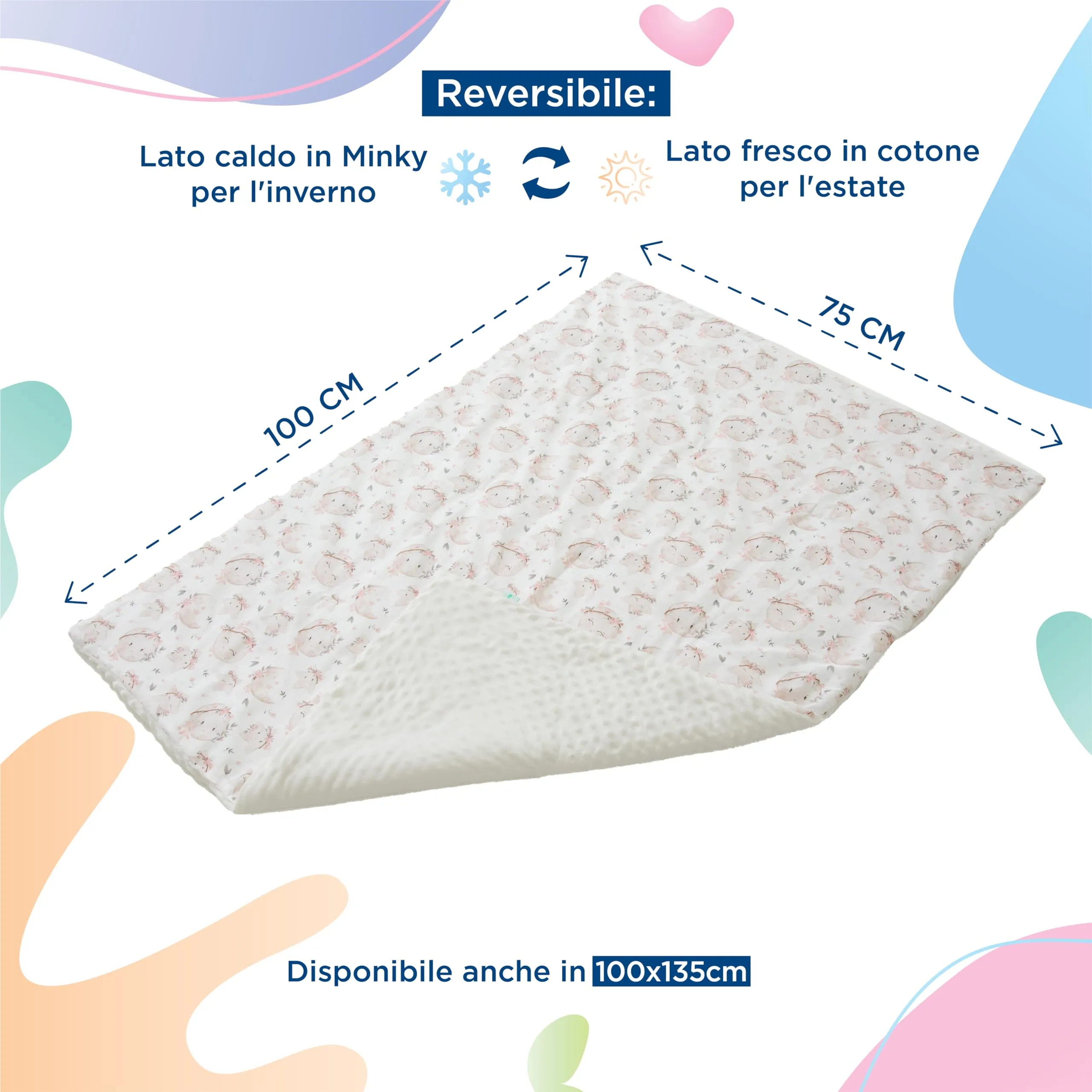 SUPERBE BEBE Copertina Neonato Invernale 75x100 in Cotone Oeko Tex Aster White - immagine 2