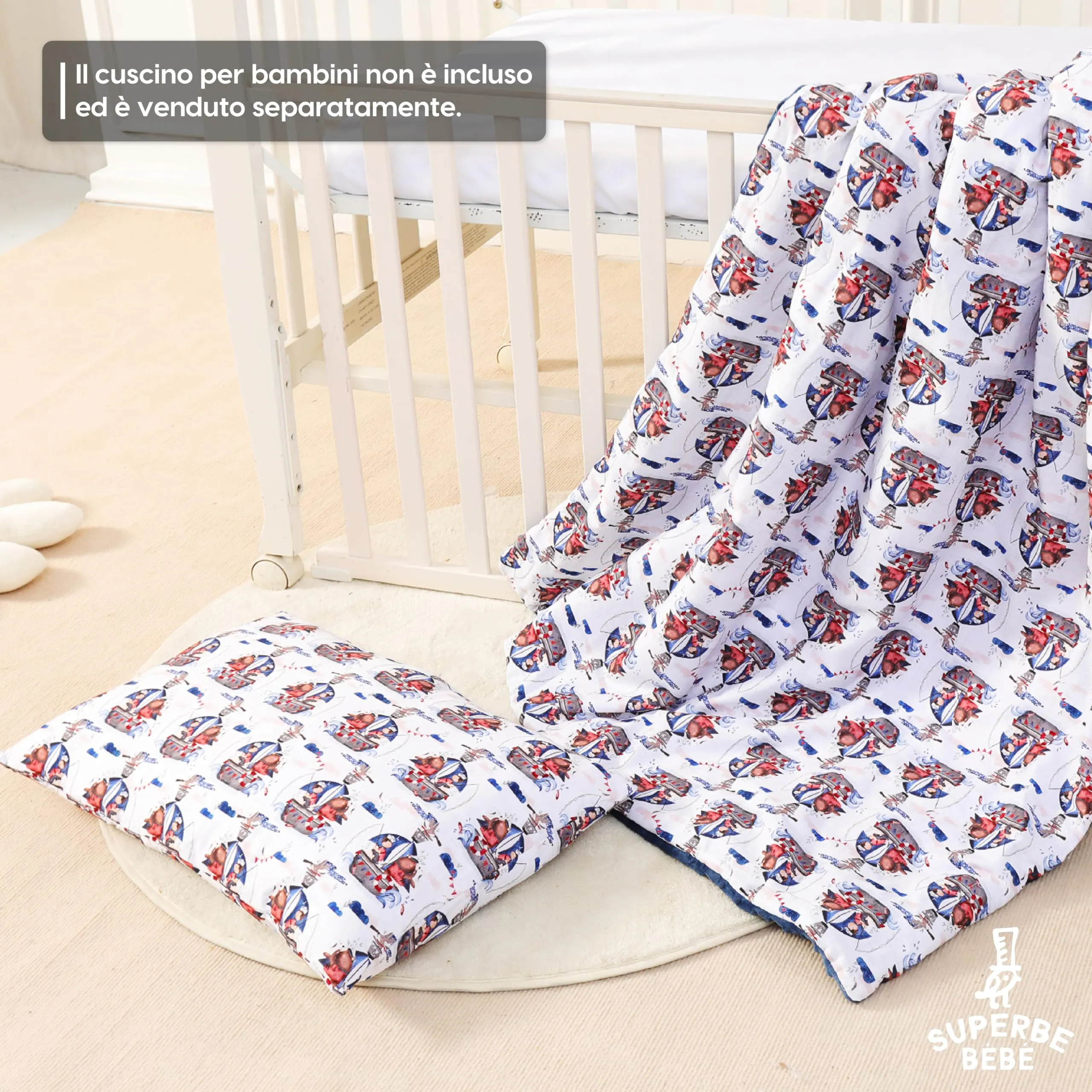 SUPERBE BEBE Copertina Neonato Invernale 75x100 in Cotone Oeko Tex, Coperta Pile Morbida per Culla e Lettino - immagine 5