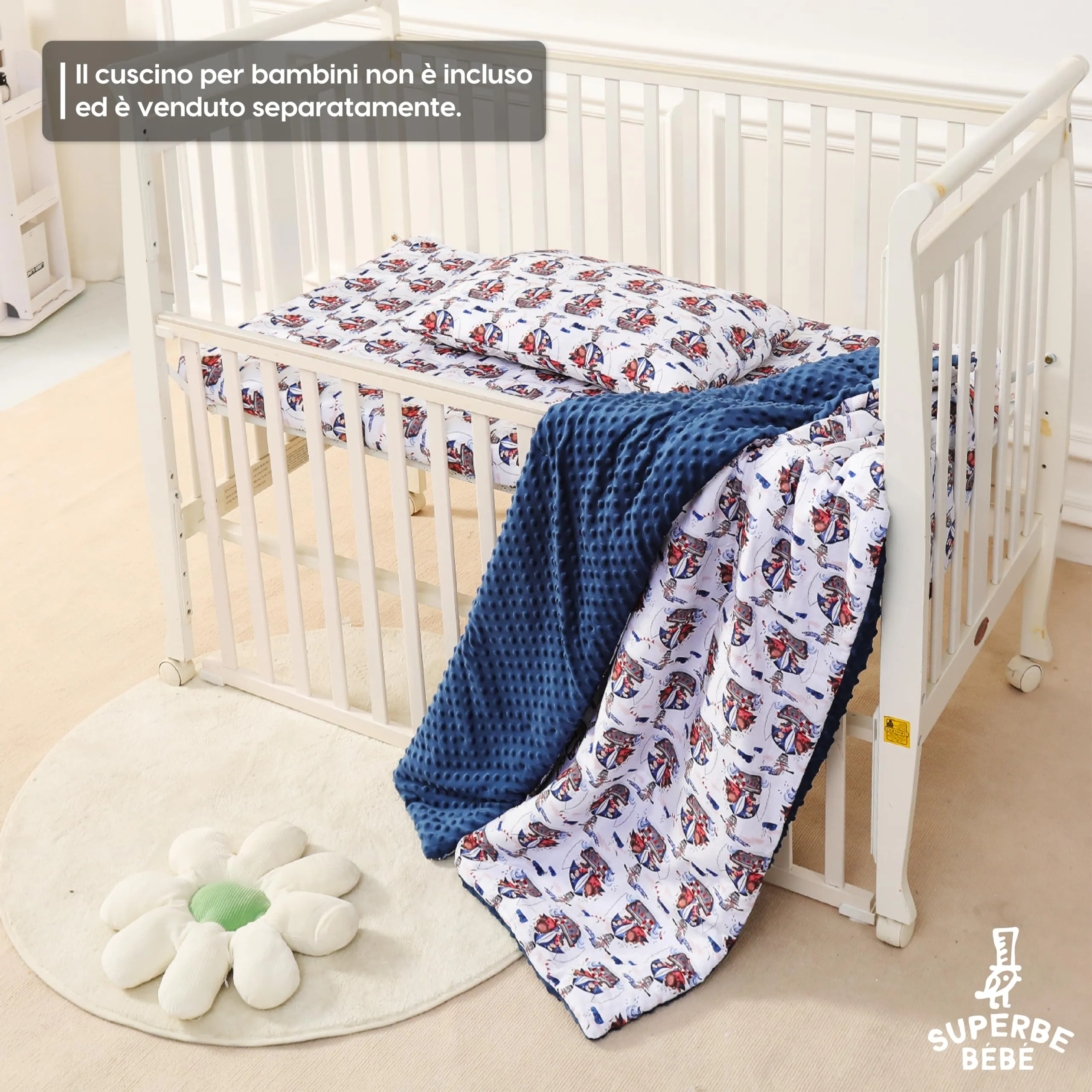 SUPERBE BEBE Copertina Neonato Invernale 75x100 in Cotone Oeko Tex, Coperta Pile Morbida per Culla e Lettino - immagine 6