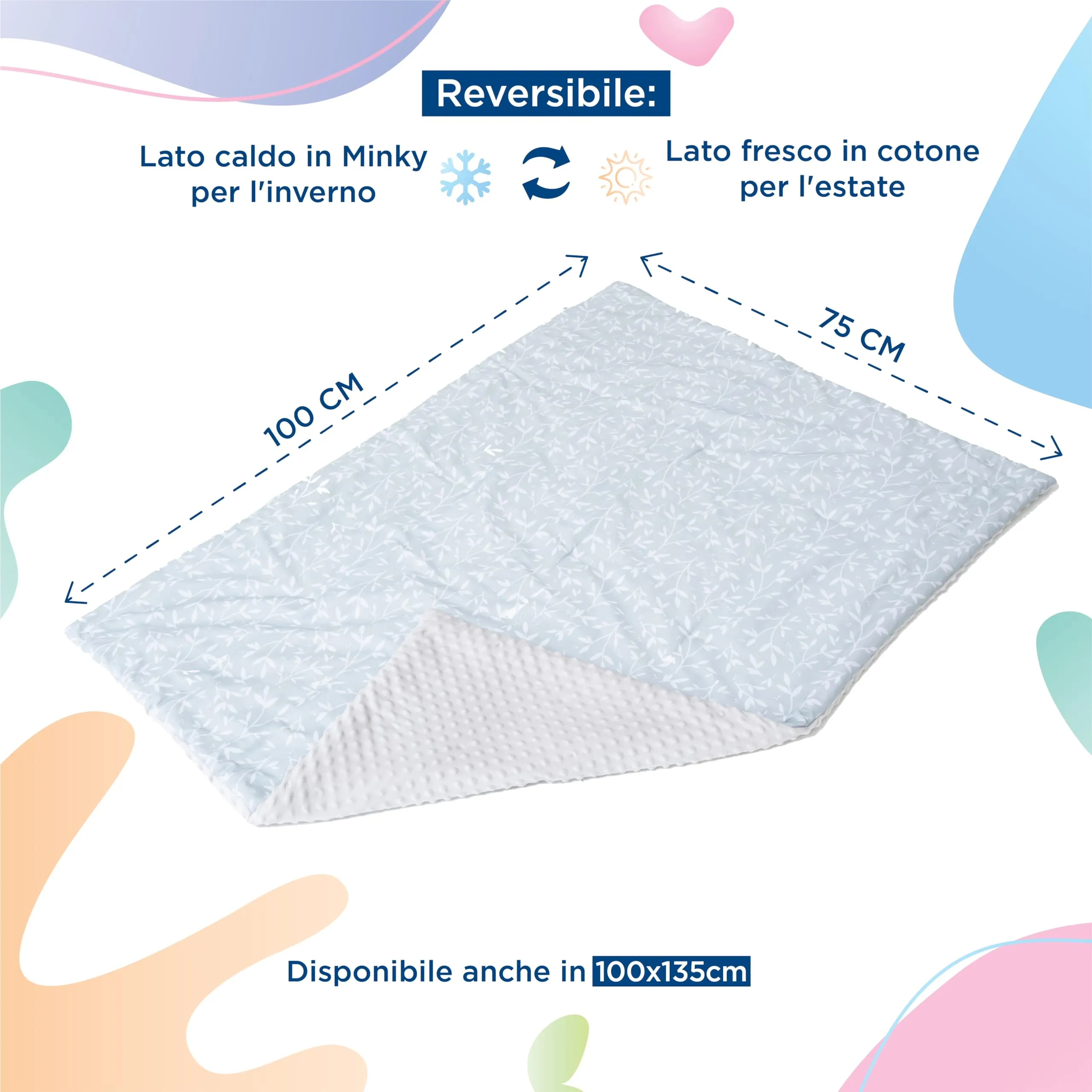 SUPERBE BEBE Copertina Neonato Invernale 75x100 in Cotone Oeko Tex, Coperta Pile Morbida per Culla e Lettino - immagine 3