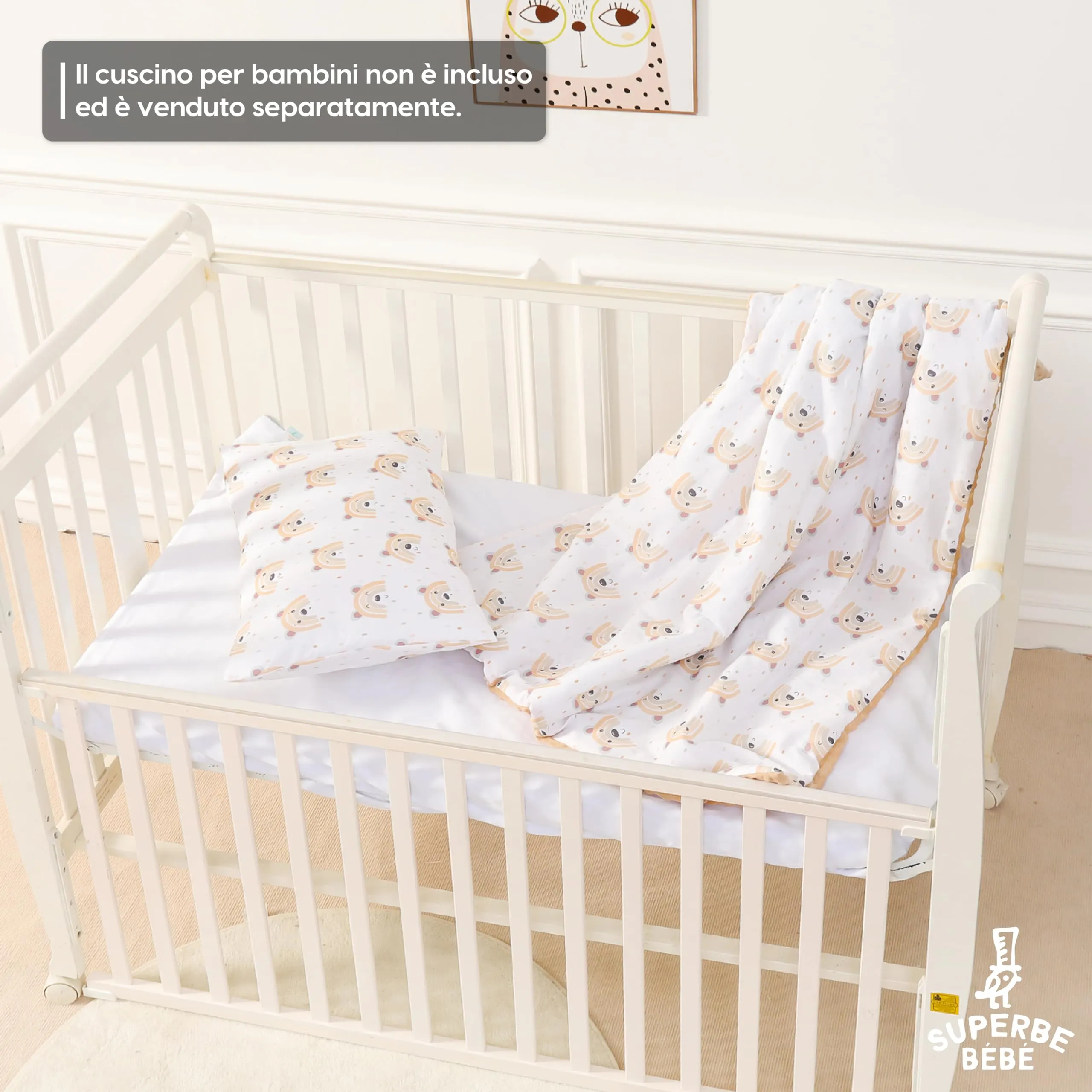 SUPERBE BEBE Copertina Neonato Invernale 75x100 in Cotone Oeko Tex - Bear Rainbow - immagine 4