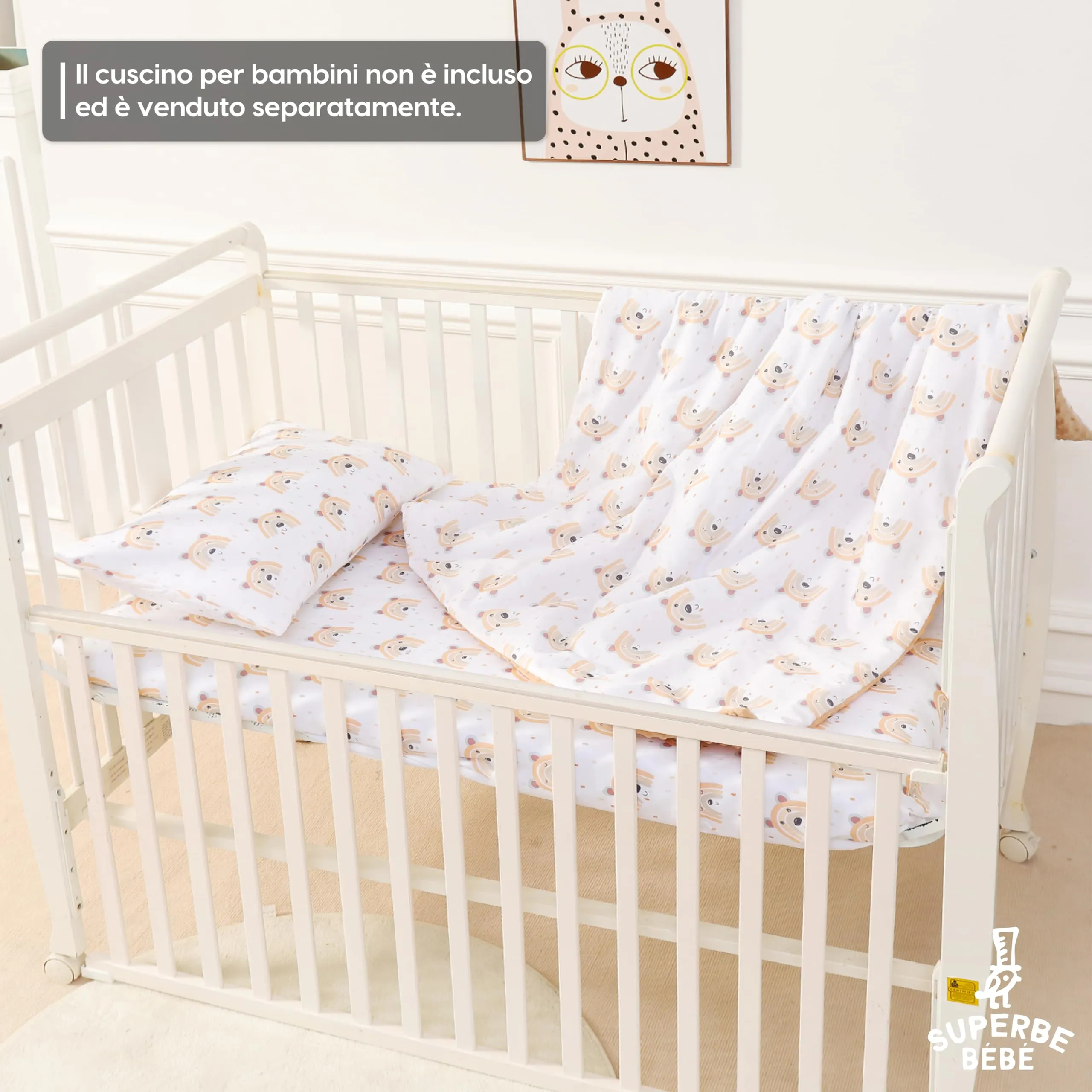 SUPERBE BEBE Copertina Neonato Invernale 75x100 in Cotone Oeko Tex - Bear Rainbow - immagine 5