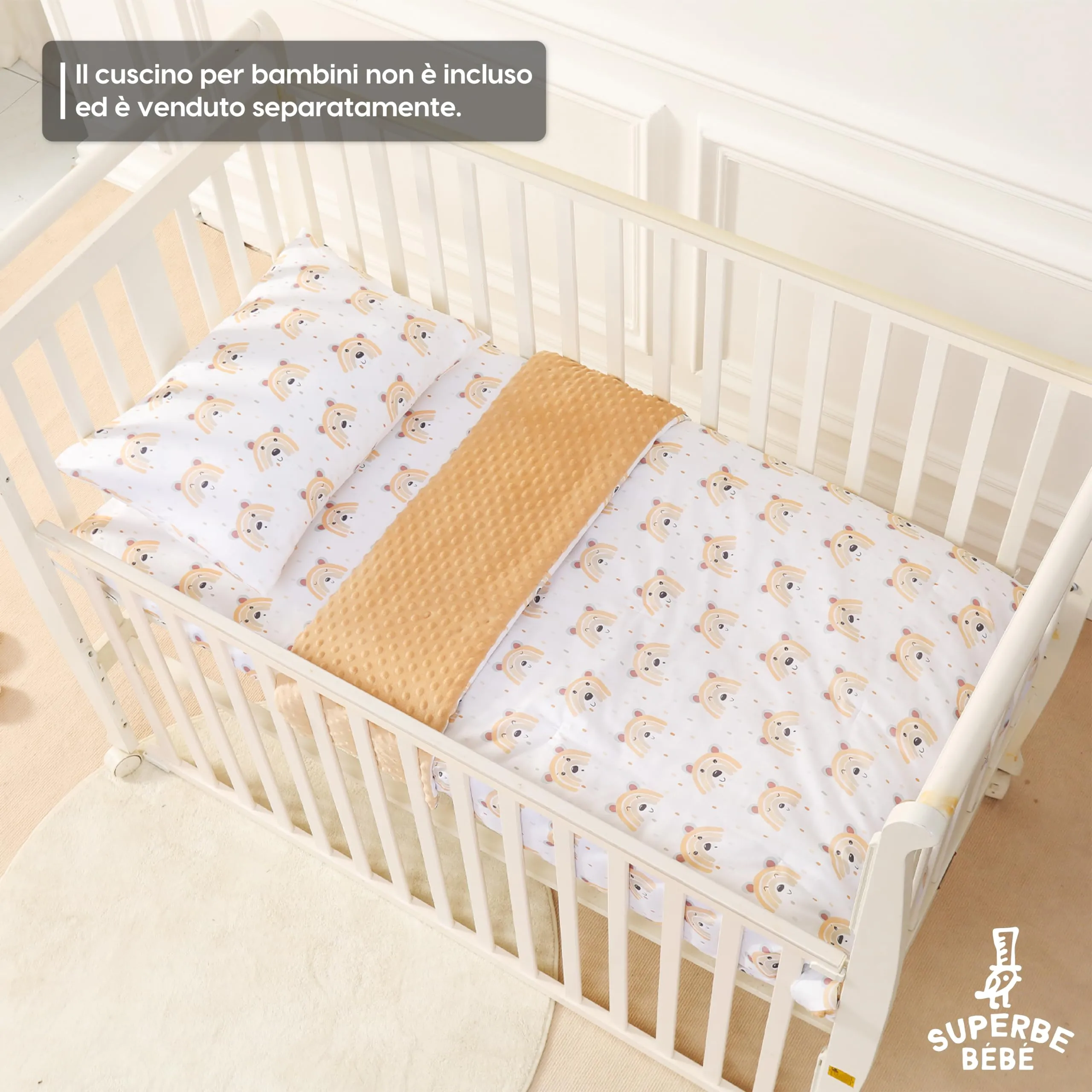 SUPERBE BEBE Copertina Neonato Invernale 75x100 in Cotone Oeko Tex - Bear Rainbow - immagine 6