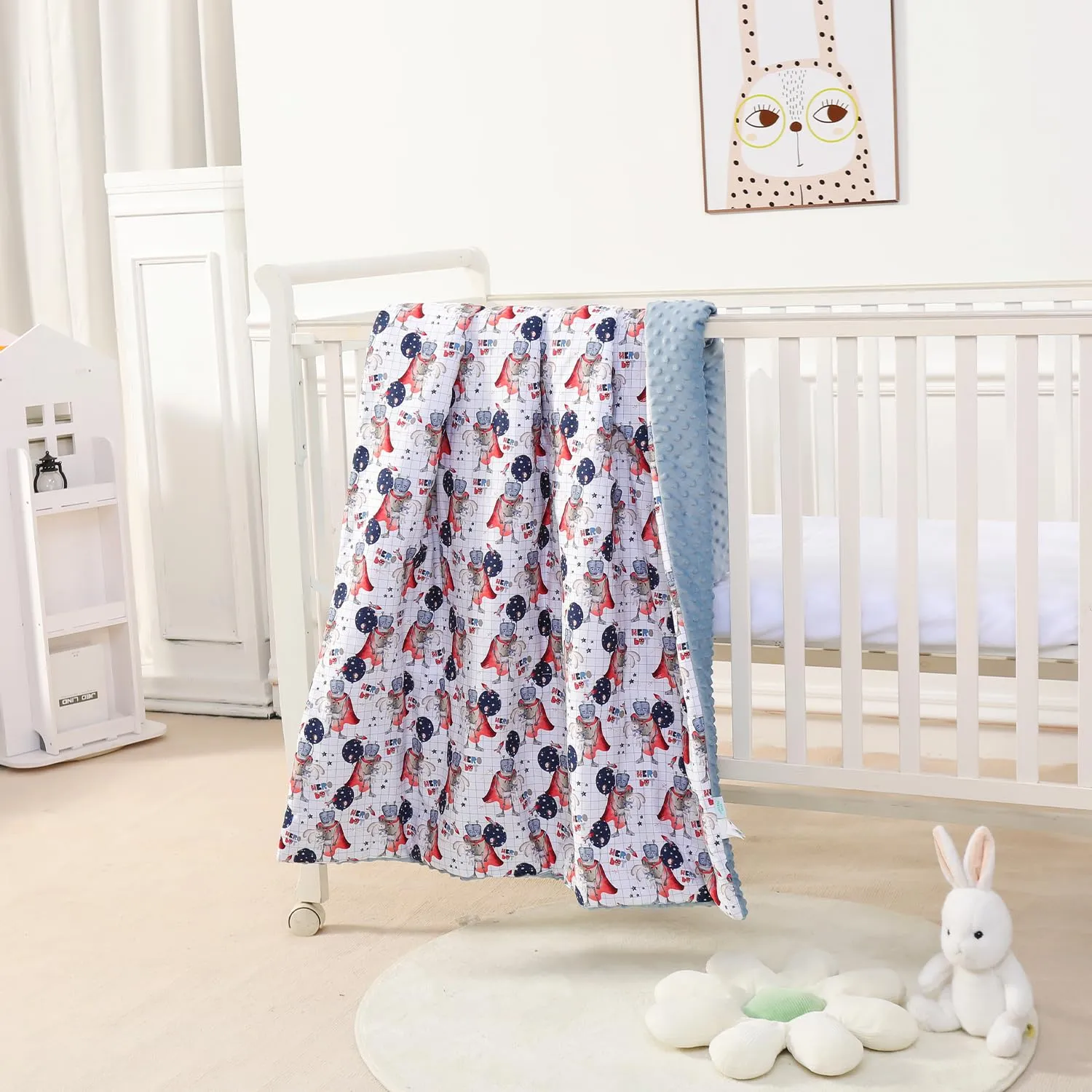 SUPERBE BEBE Copertina Neonato Invernale in Cotone Oeko Tex 75x100 cm - Hero Bot - immagine 1
