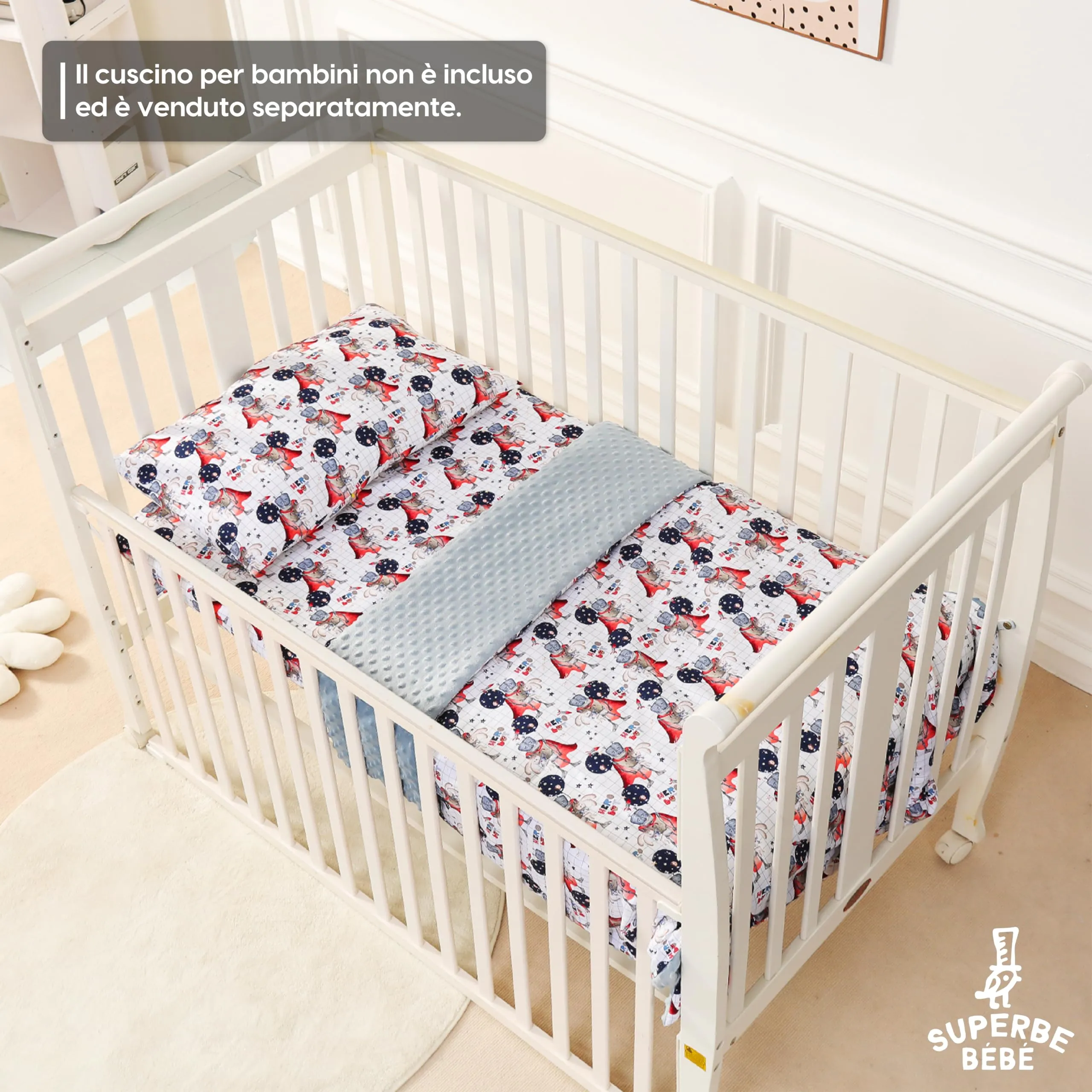 SUPERBE BEBE Copertina Neonato Invernale in Cotone Oeko Tex 75x100 cm - Hero Bot - immagine 4