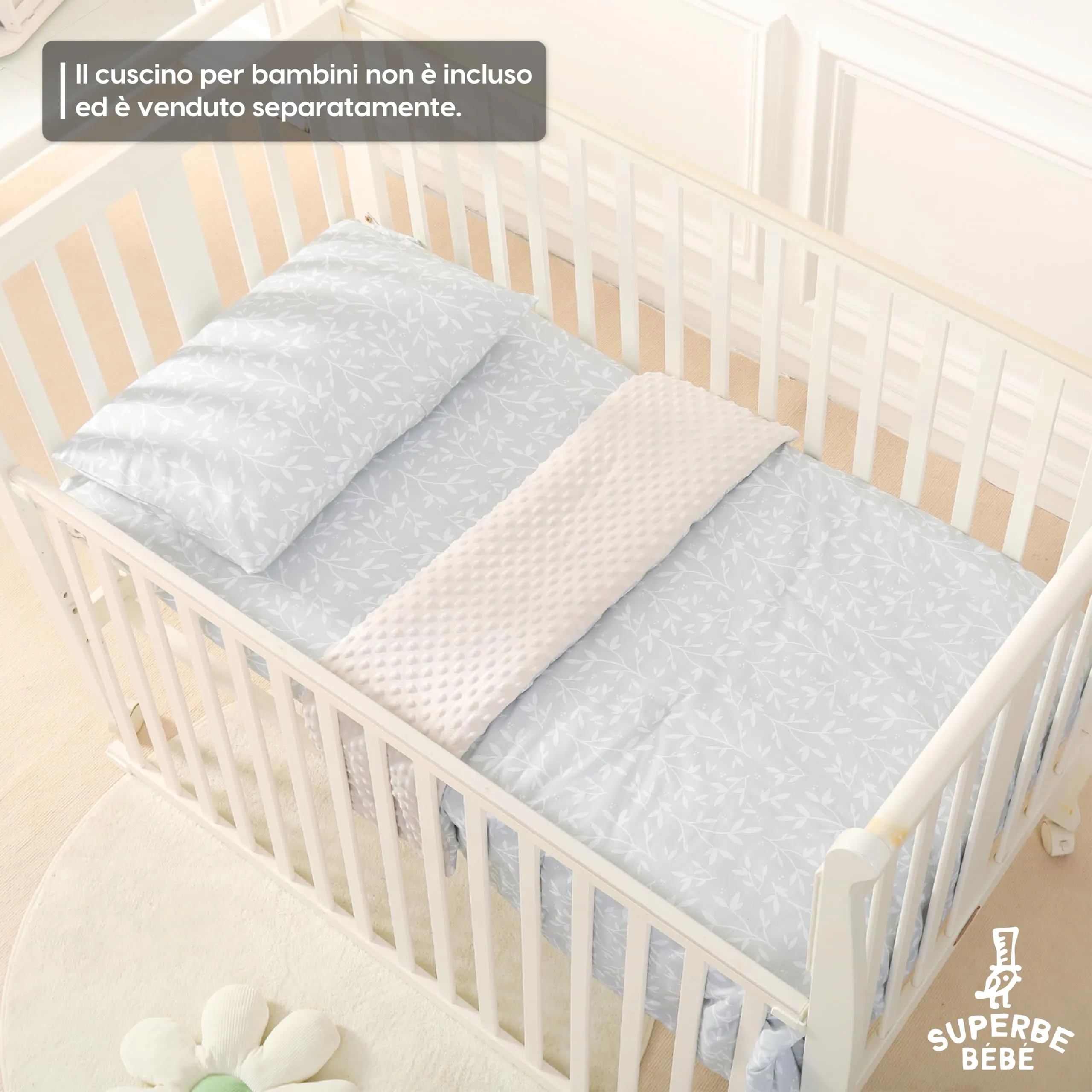 SUPERBE BEBE Copertina Neonato Invernale 100x135 cm in Cotone Oeko Tex, Pattern Cartone Animato, Colore Herbal - immagine 5