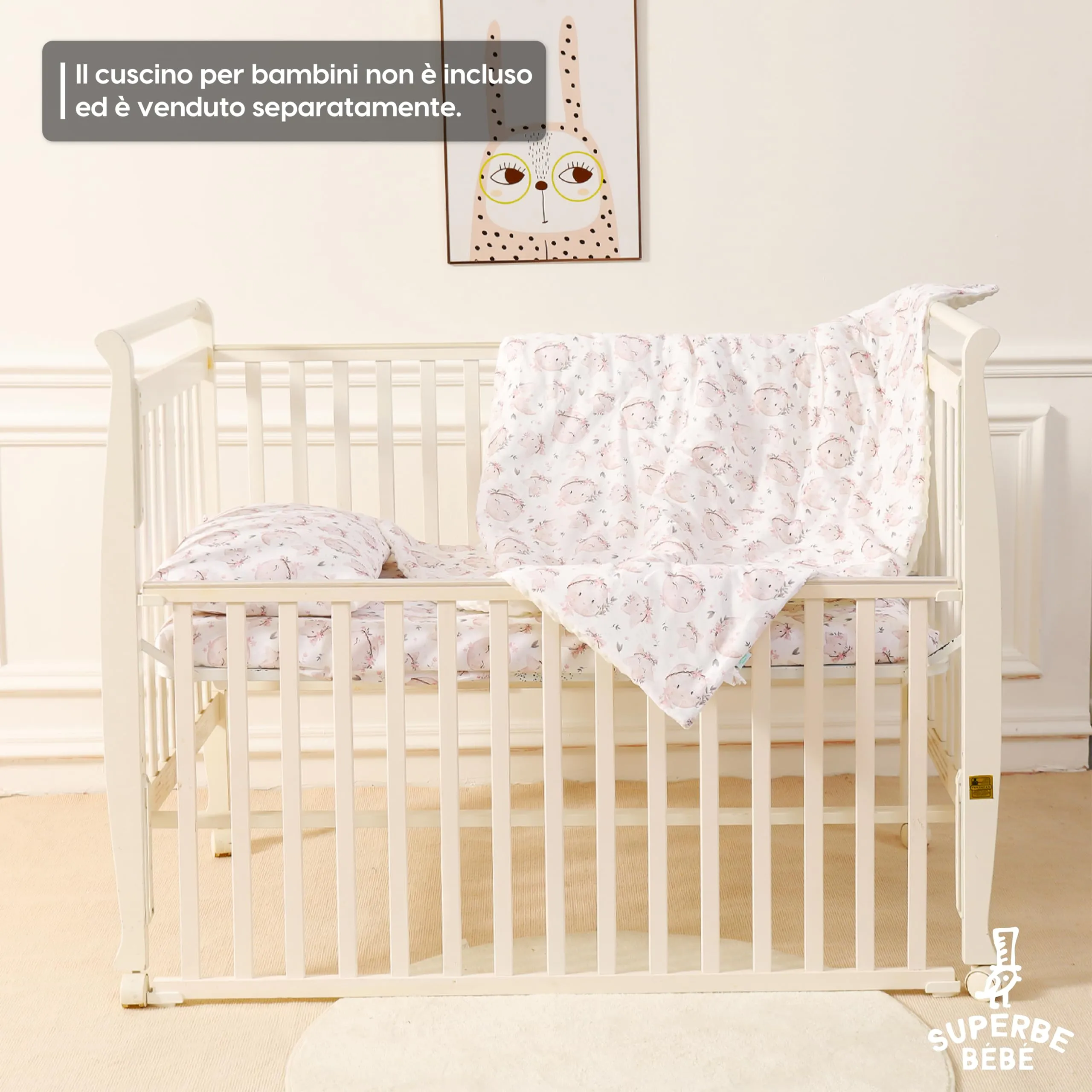 SUPERBE BEBE Copertina Neonato Invernale in Cotone Oeko Tex 100x135 cm Aster White - immagine 5