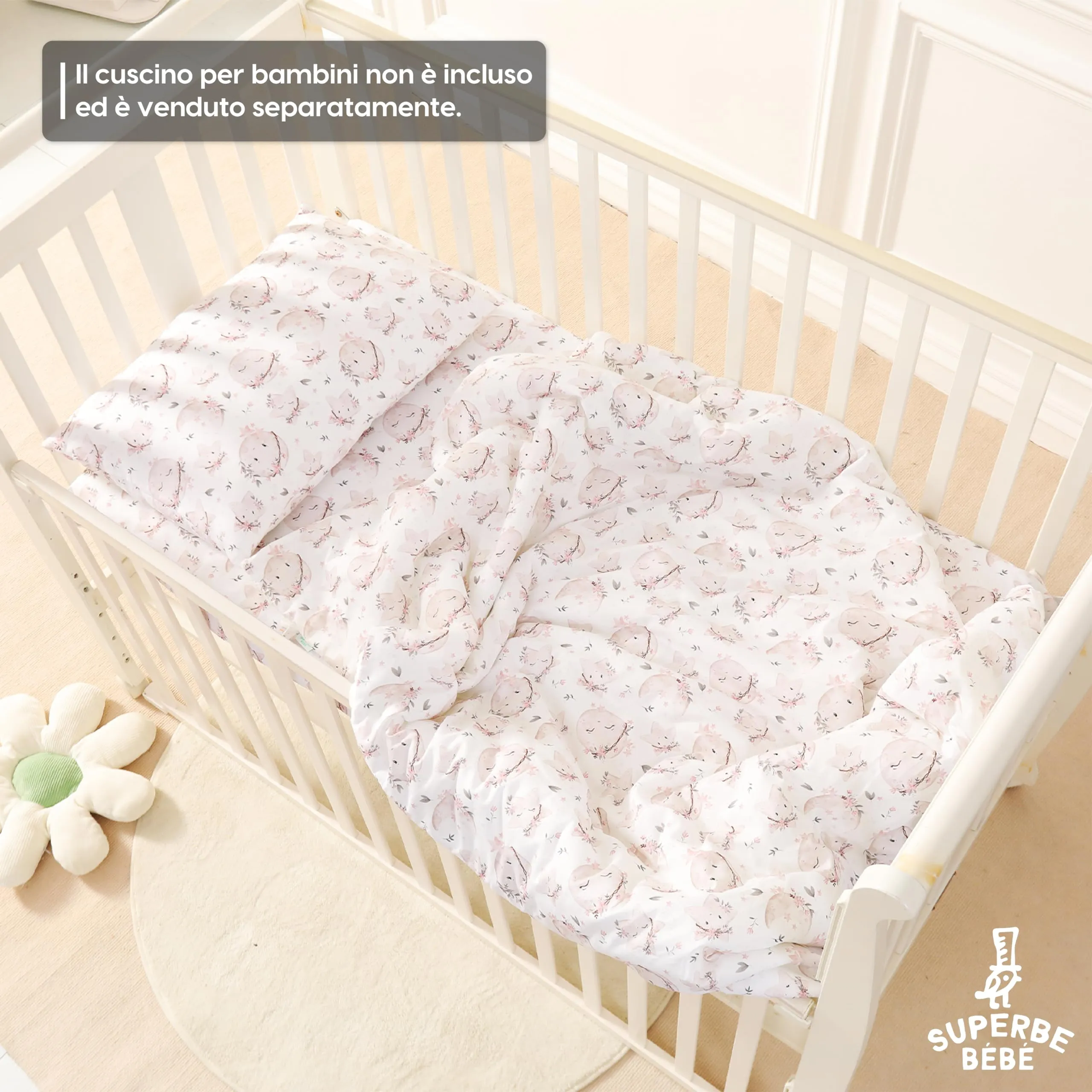 SUPERBE BEBE Copertina Neonato Invernale in Cotone Oeko Tex 100x135 cm Aster White - immagine 6