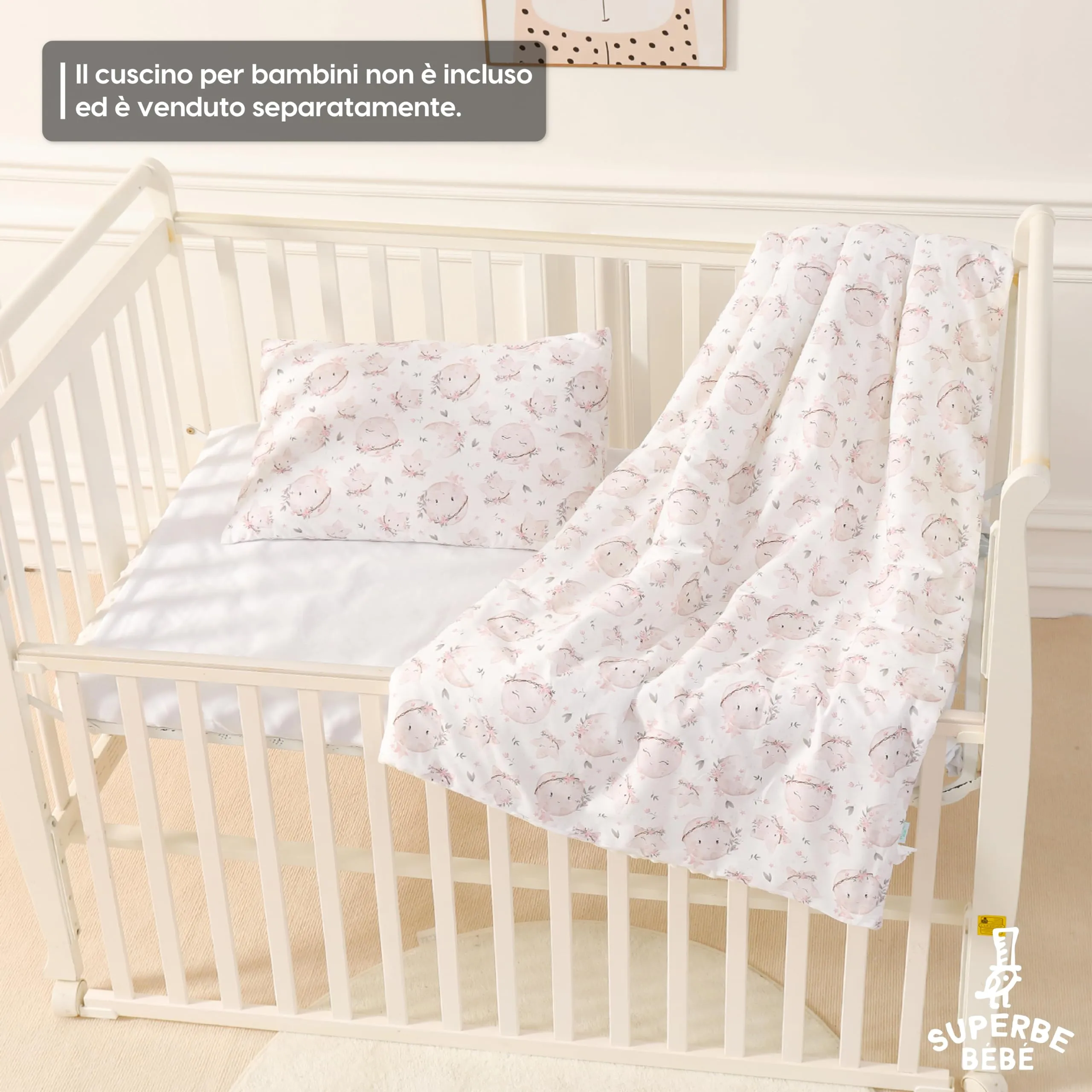 SUPERBE BEBE Copertina Neonato Invernale in Cotone Oeko Tex 100x135 cm Aster White - immagine 7