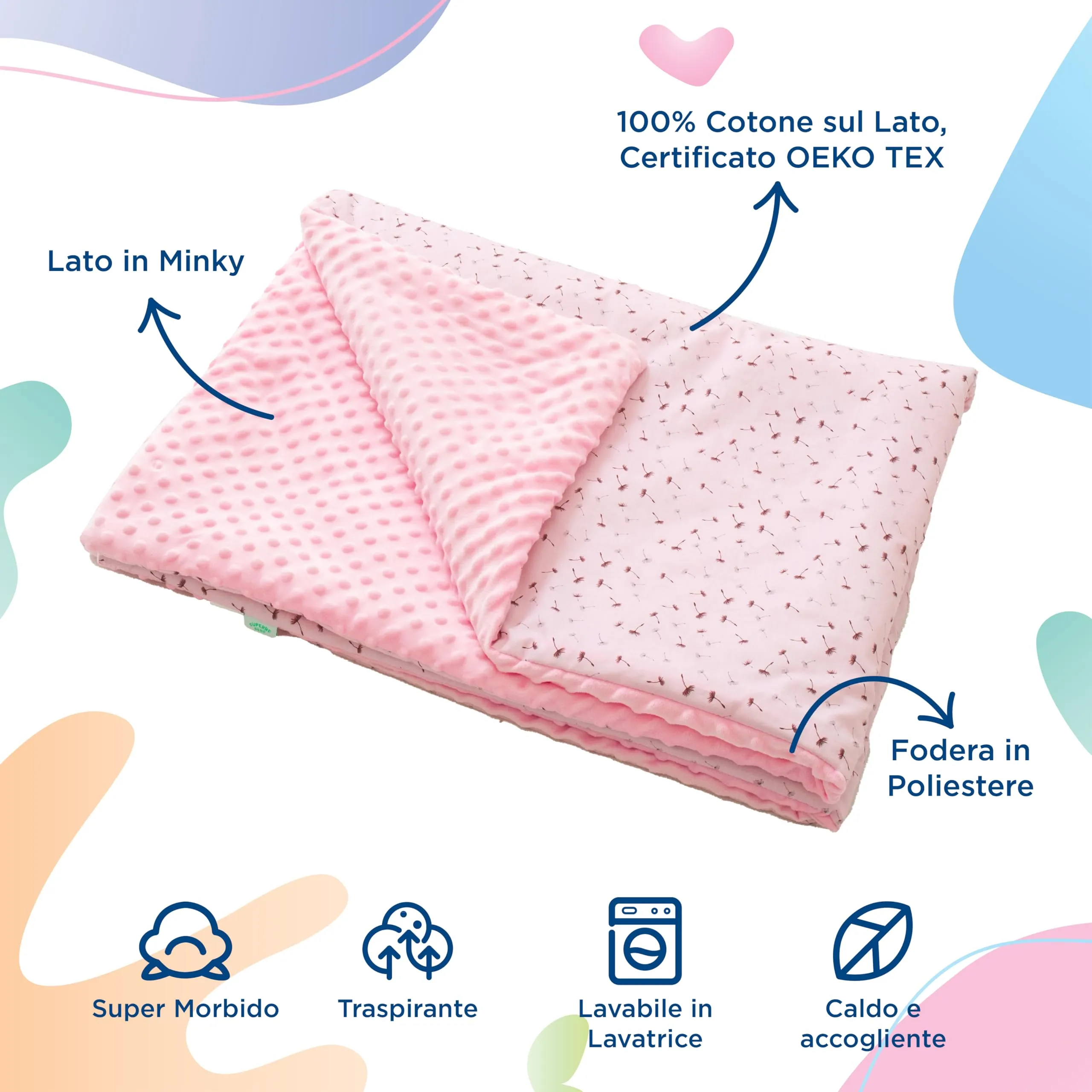 SUPERBE BEBE Copertina Neonato Invernale Scozzese in Cotone Oeko Tex, 100x135cm, Colore Dandelion - immagine 2