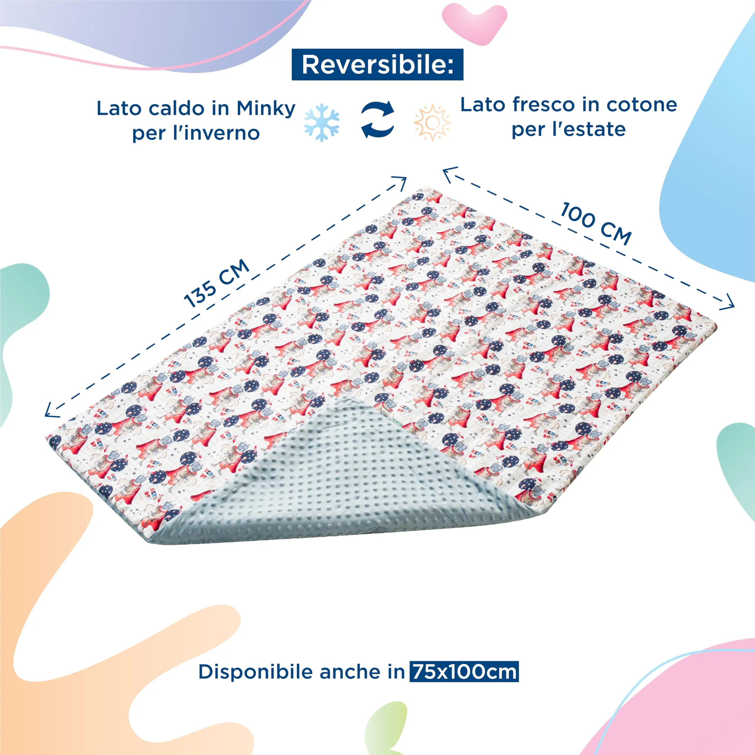 SUPERBE BEBE Copertina Neonato Invernale in Cotone Oeko Tex 100x135cm - Hero Bot - immagine 3