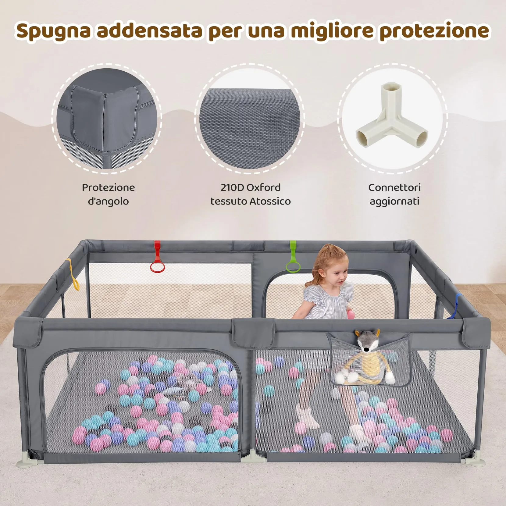 Dripex Box Recinto per Bambini e Neonati, Large, Cenere - immagine 2