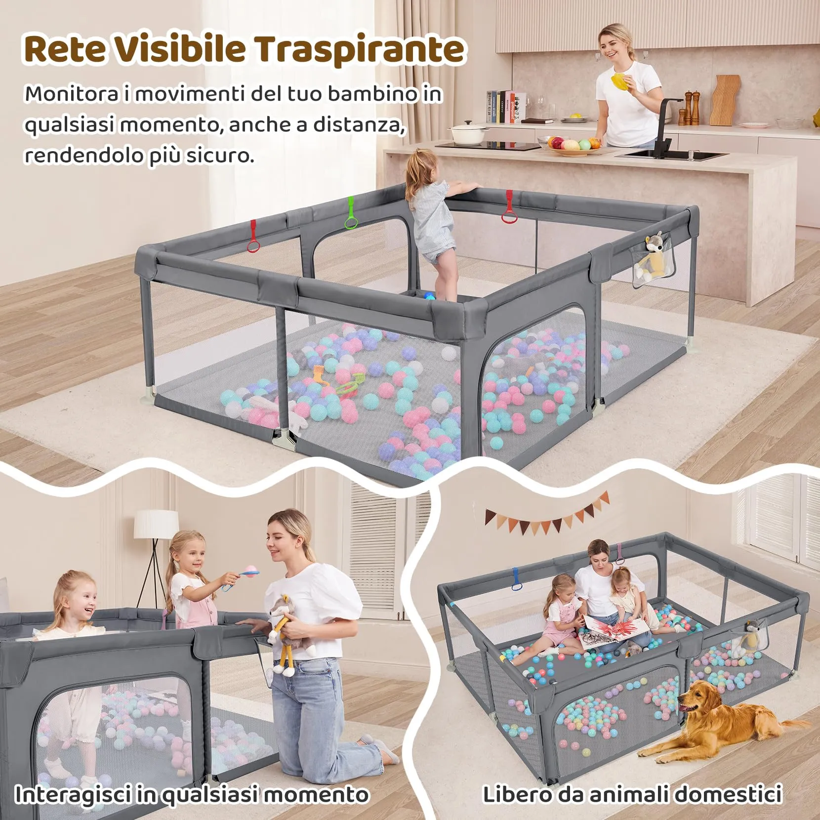 Dripex Box Recinto per Bambini e Neonati, Large, Cenere - immagine 4