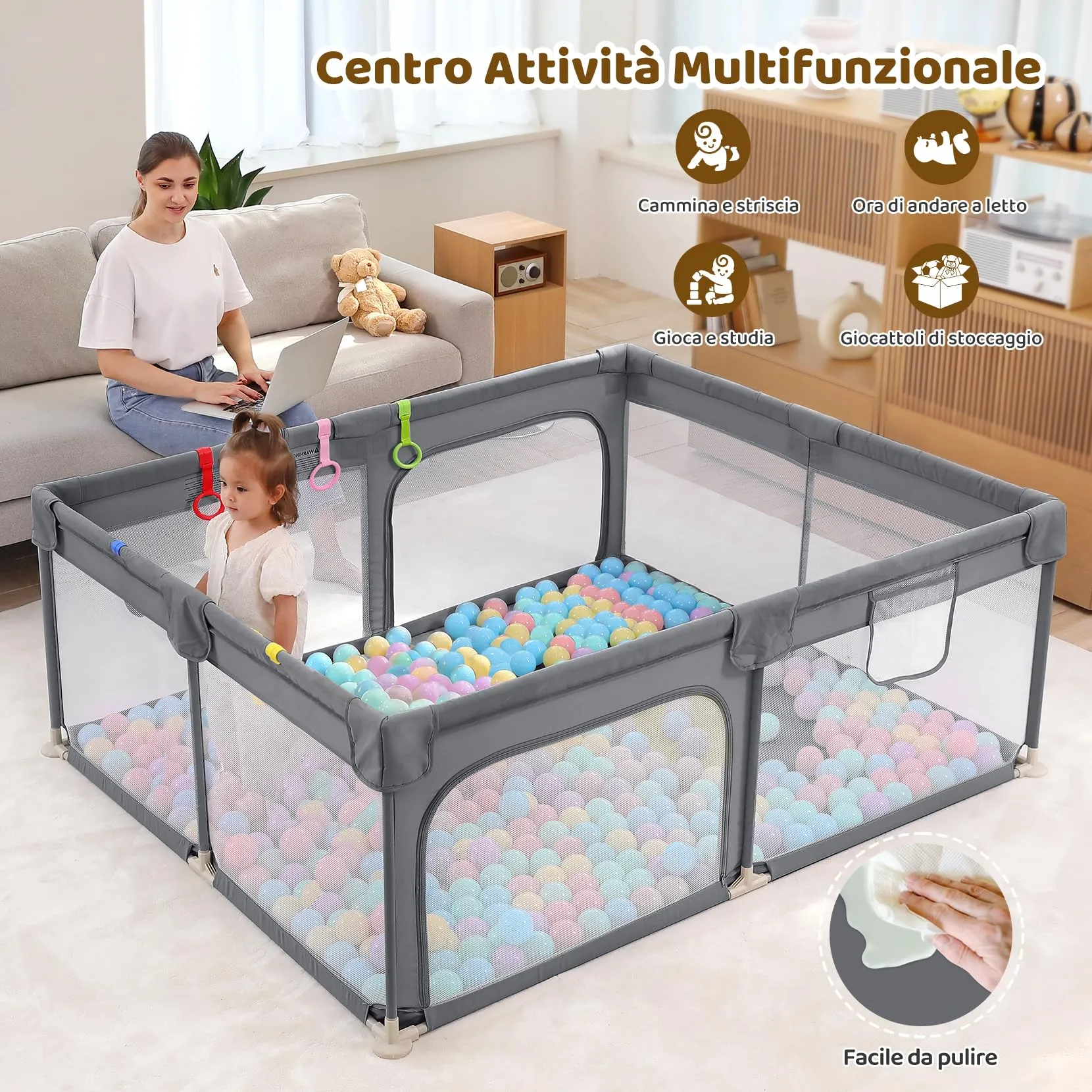 Dripex Box Recinto per Bambini e Neonati, Large, Cenere - immagine 5