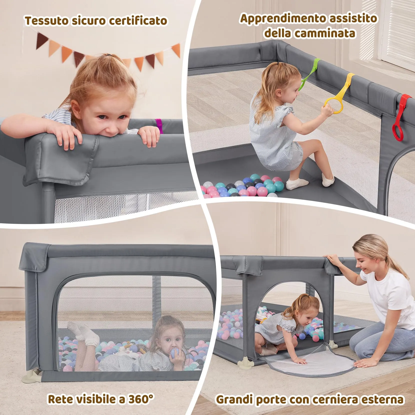 Dripex Box Recinto per Bambini e Neonati, Large, Cenere - immagine 6