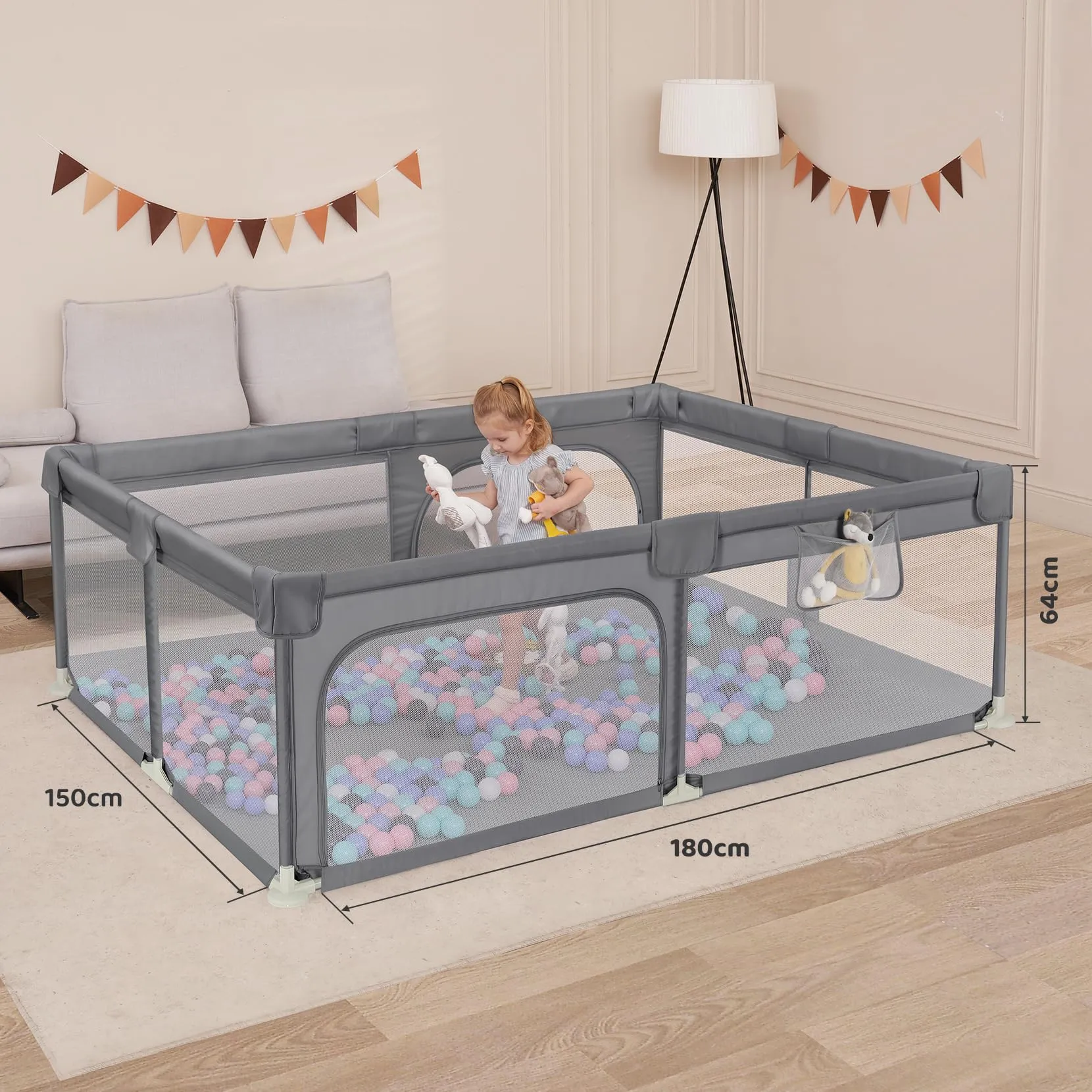 Dripex Box Recinto per Bambini e Neonati, Large, Cenere - immagine 7