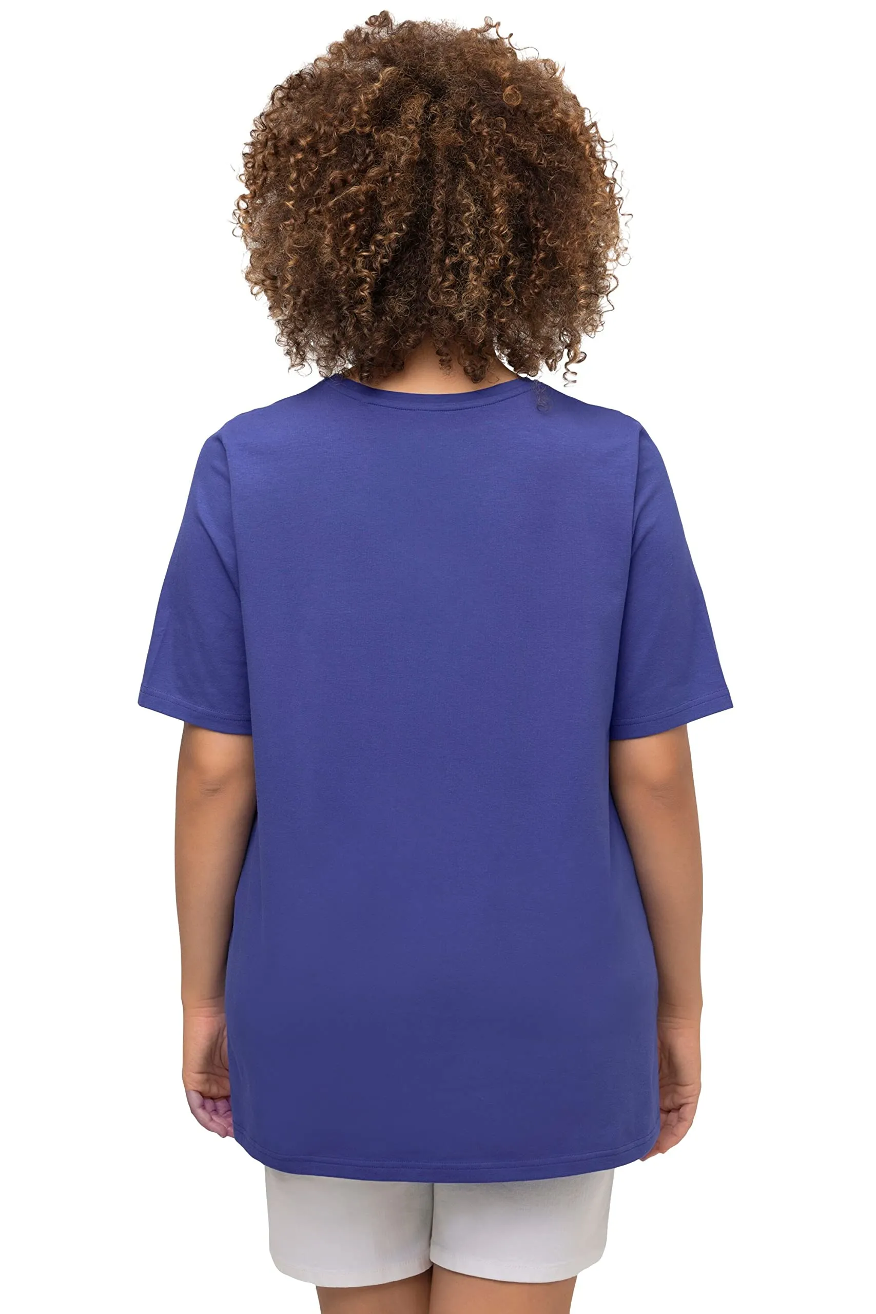 Ulla Popken Maglietta da Donna Linea A Scollo a V Mezza Manica Blu/Viola 60/62 IT - immagine 2