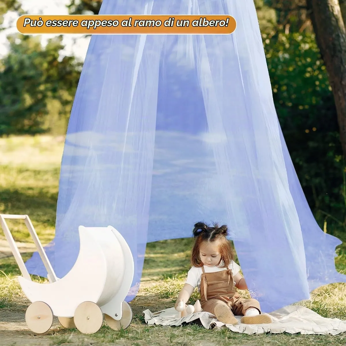 FFTANXS Zanzariera Universale per Letto Matrimoniale e Singolo, Pieghevole Portatile Forma Rotonda, 0.6 x 2.5 x 10.5m - Blu - immagine 7
