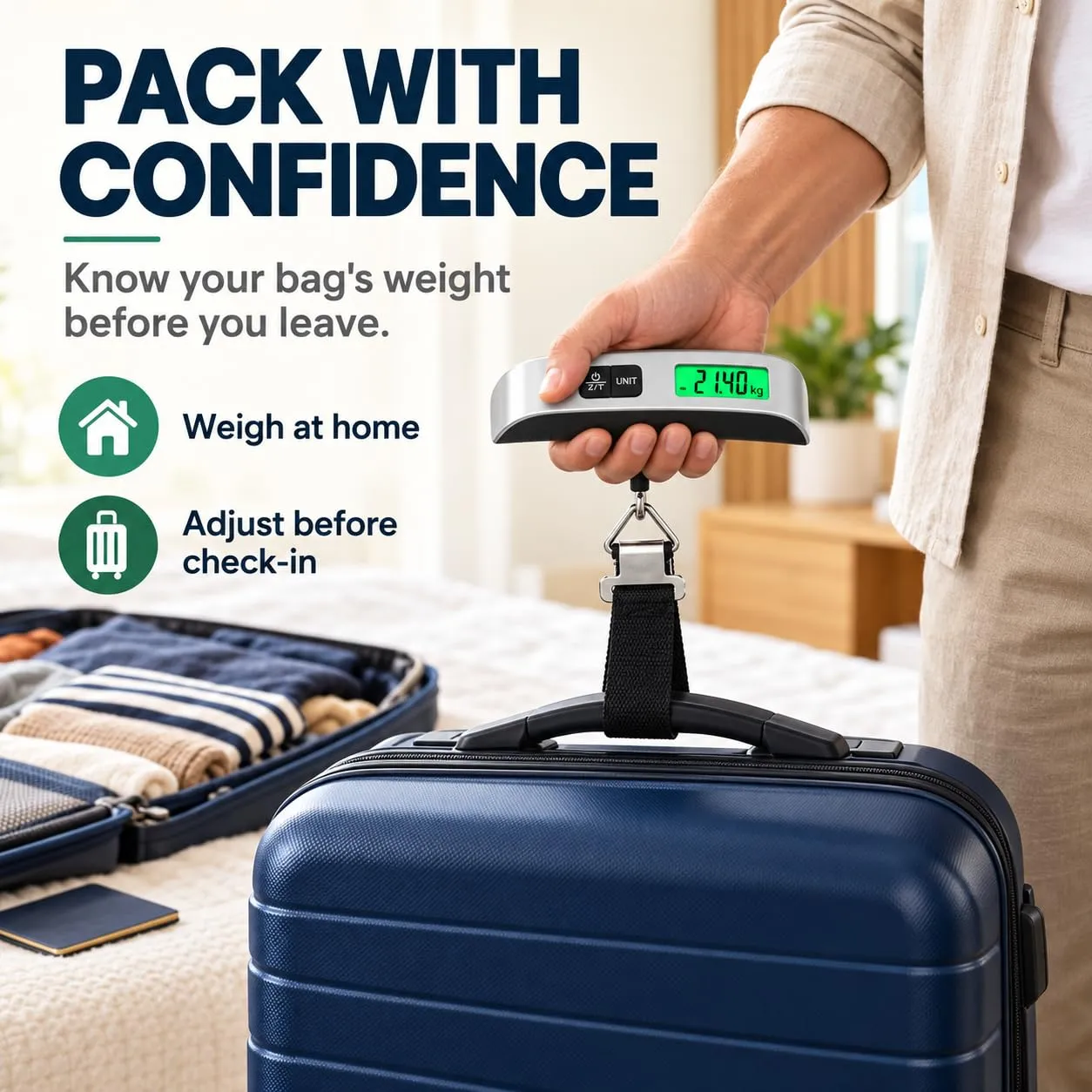 Kawaology Bilancia Bagagli Digitale Portatile, 50 kg/110 lb - immagine 2