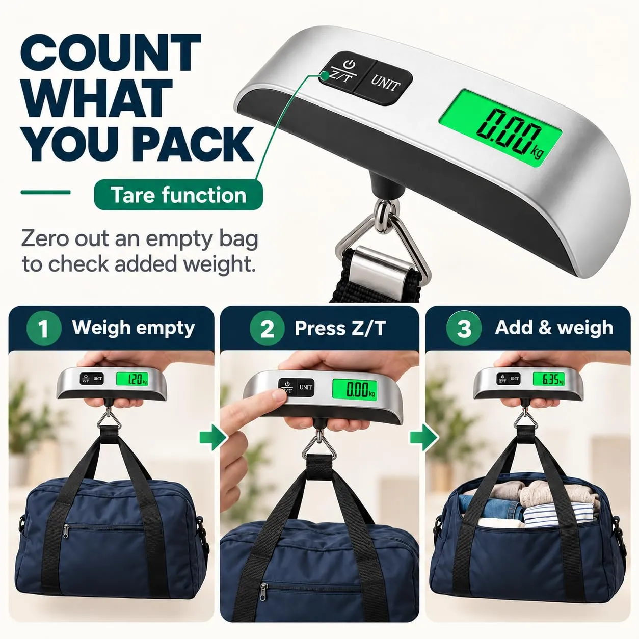 Kawaology Bilancia Bagagli Digitale Portatile, 50 kg/110 lb - immagine 8