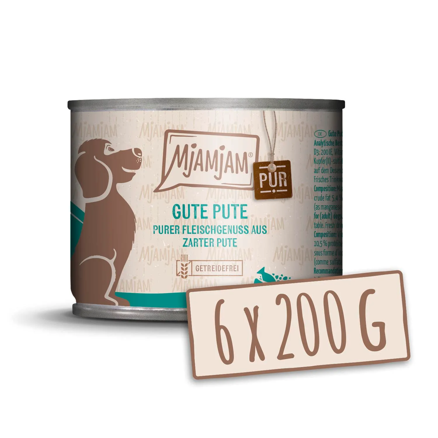 MjAMjAM Cibo umido premium per cani, tacchino puro, senza cereali, 6 x 200 g - immagine 1
