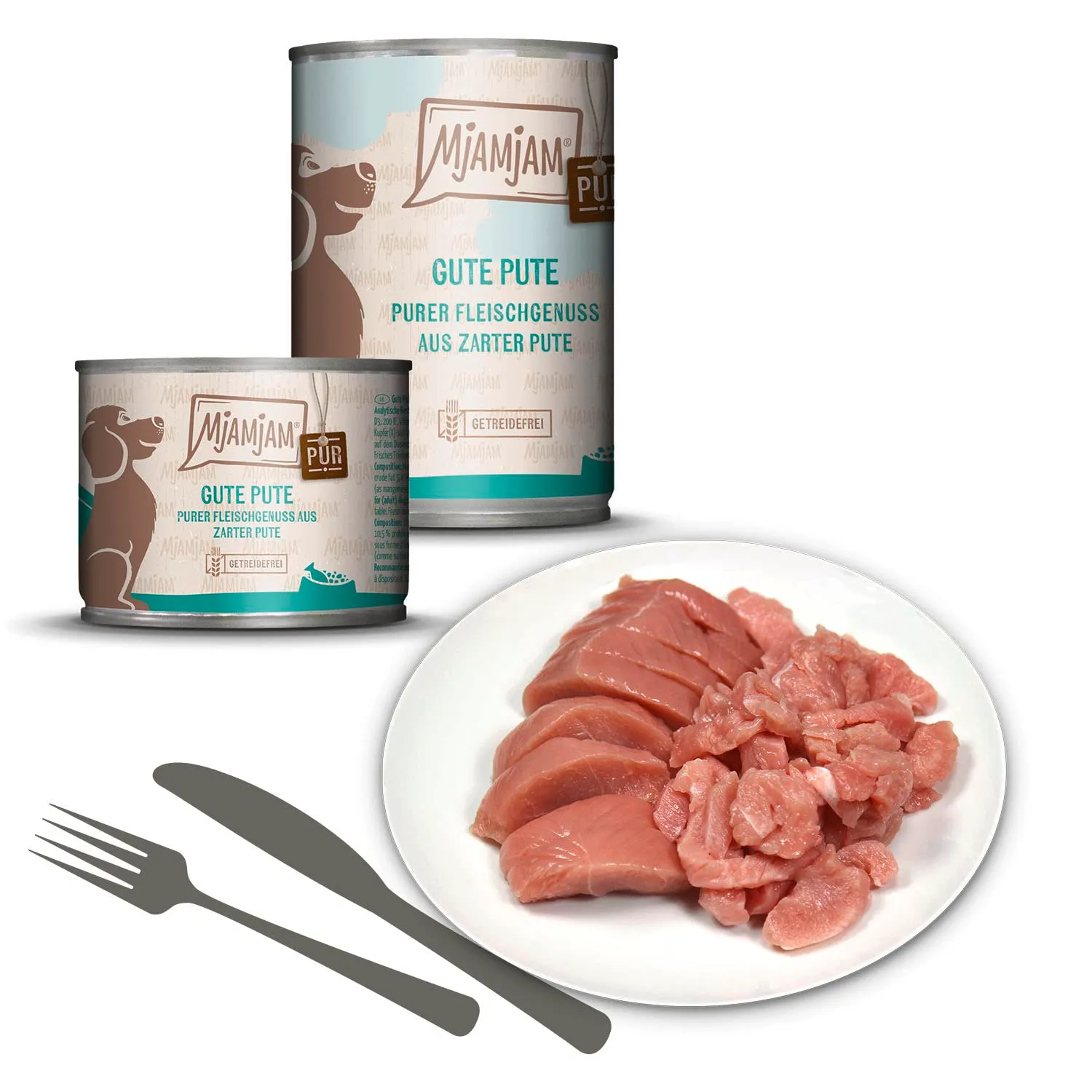 MjAMjAM Cibo umido premium per cani, tacchino puro, senza cereali, 6 x 200 g - immagine 2