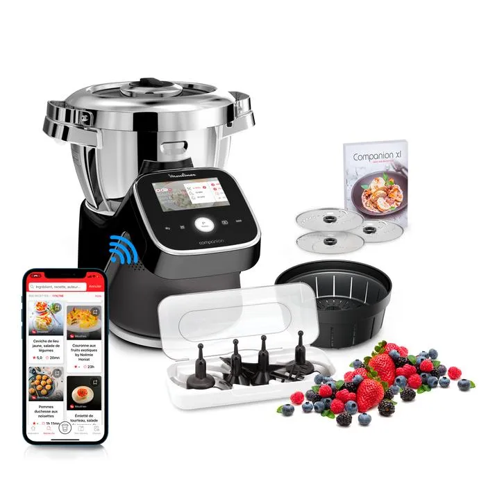 Moulinex I-Companion Touch Pro Robot da Cucina Multifunzione, Nero, Capacità 3L, Schermo Touch, Bilancia Integrata, Kit Tritatutto - immagine 1