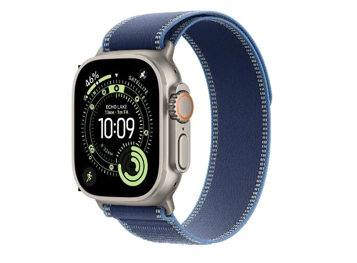 Apple Watch Ultra 3 (2025) GPS + Cellular 49mm Natural Titanium Case, Blue/Bright Blue Trail Loop M/L EU - immagine 1