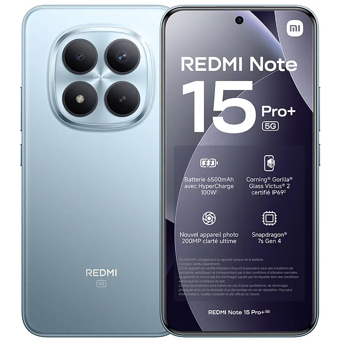Xiaomi Redmi Note 15 Pro Plus 5G, 8GB RAM, 256GB, Dual SIM, Glacier Blue, Global Version - immagine 1