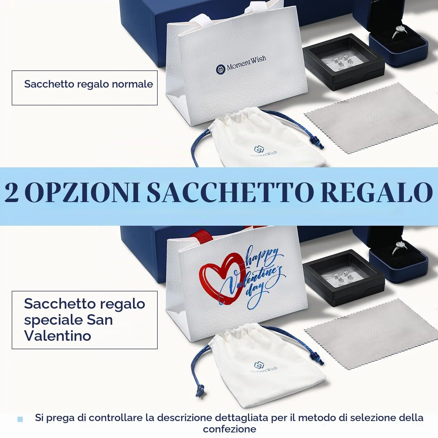 MomentWish Anello Donna 1ct Moissanite Argento 925 Taglia 53 - immagine 2
