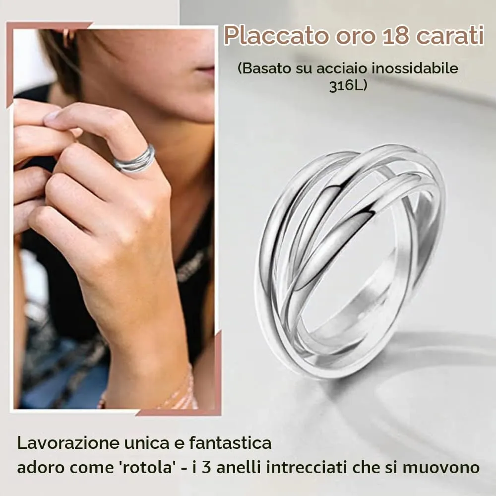 QKEPCY Anello Antistress Donna Intrecciato Nodo in Acciaio Inossidabile, Argento, Misura 8 - immagine 2