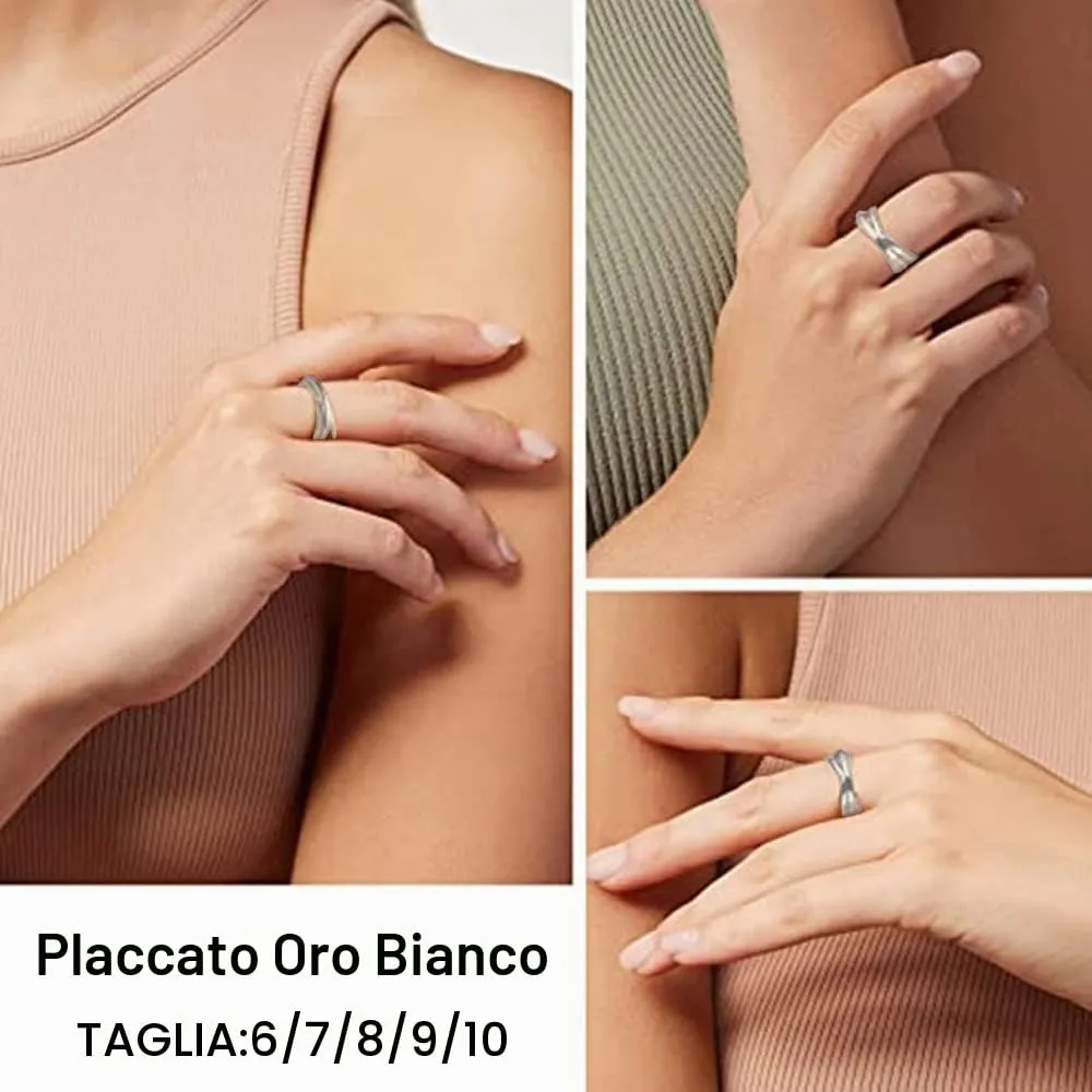 QKEPCY Anello Antistress Donna Intrecciato Nodo in Acciaio Inossidabile, Argento, Misura 8 - immagine 4