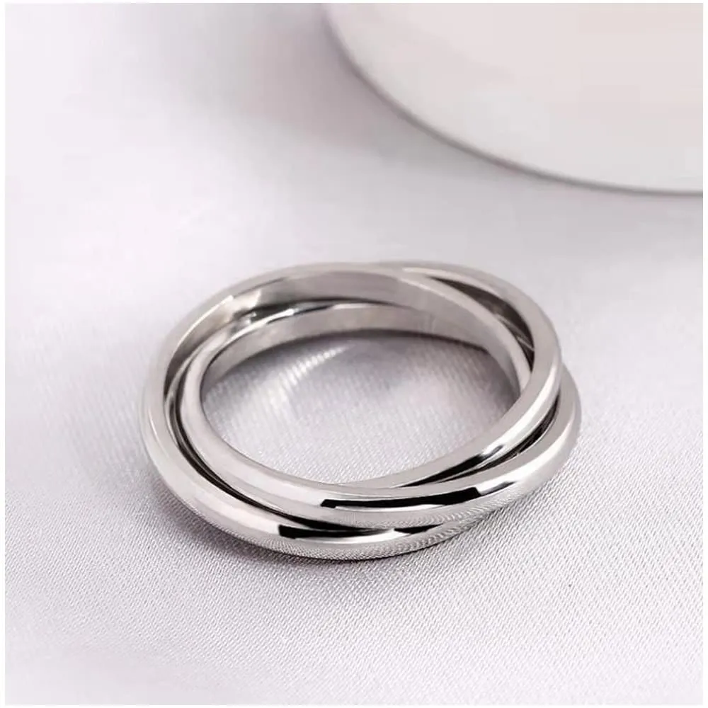 QKEPCY Anello Antistress Donna Intrecciato Nodo in Acciaio Inossidabile, Argento, Misura 8 - immagine 8