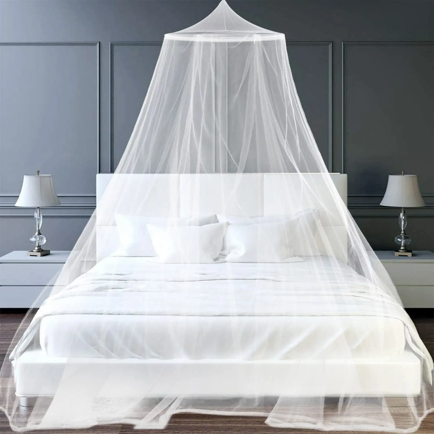 FFTANXS Zanzariera Baldacchino Universale per Letto, 0.6 x 2.5 x 10.5m, Bianco - immagine 1