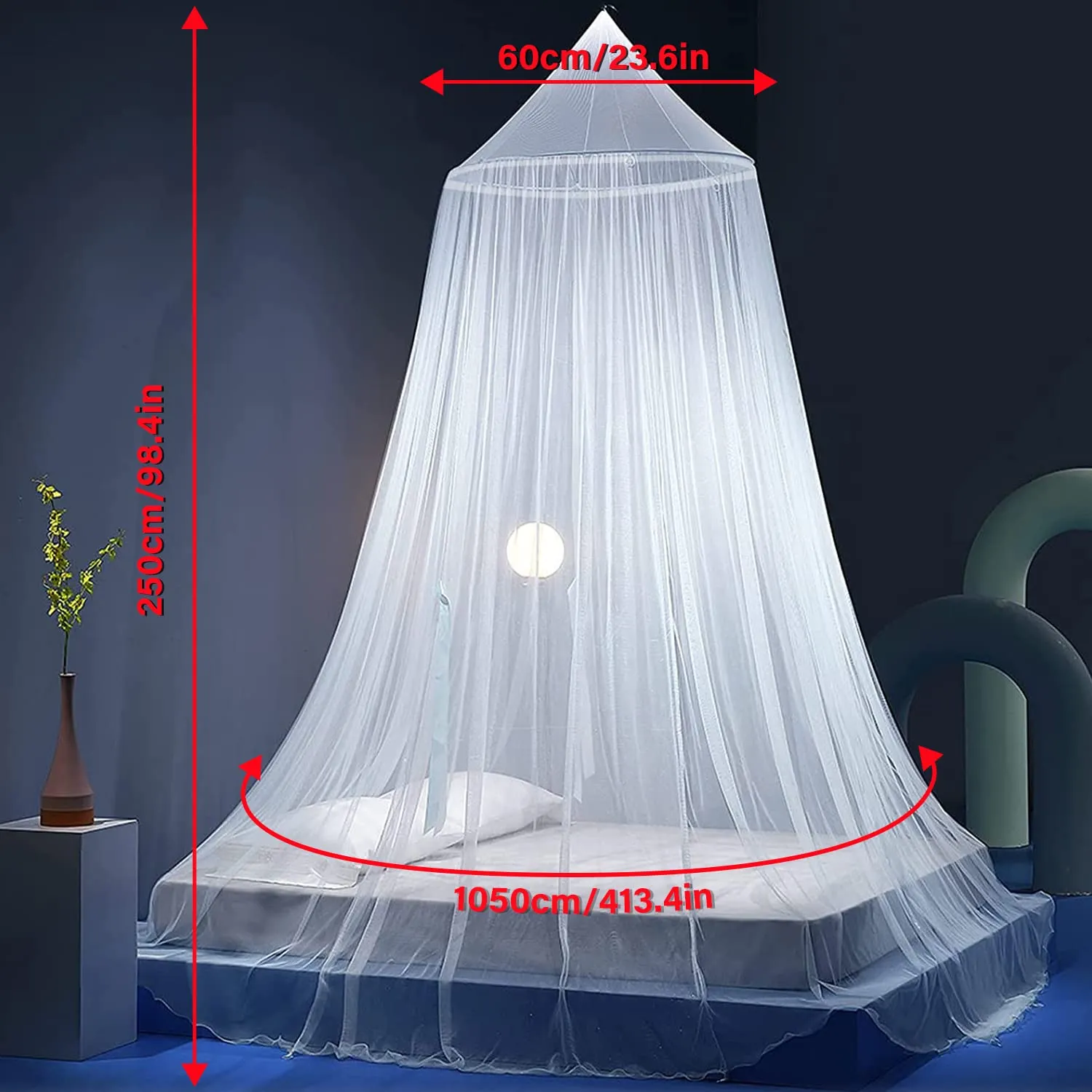 FFTANXS Zanzariera Baldacchino Universale per Letto, 0.6 x 2.5 x 10.5m, Bianco - immagine 2