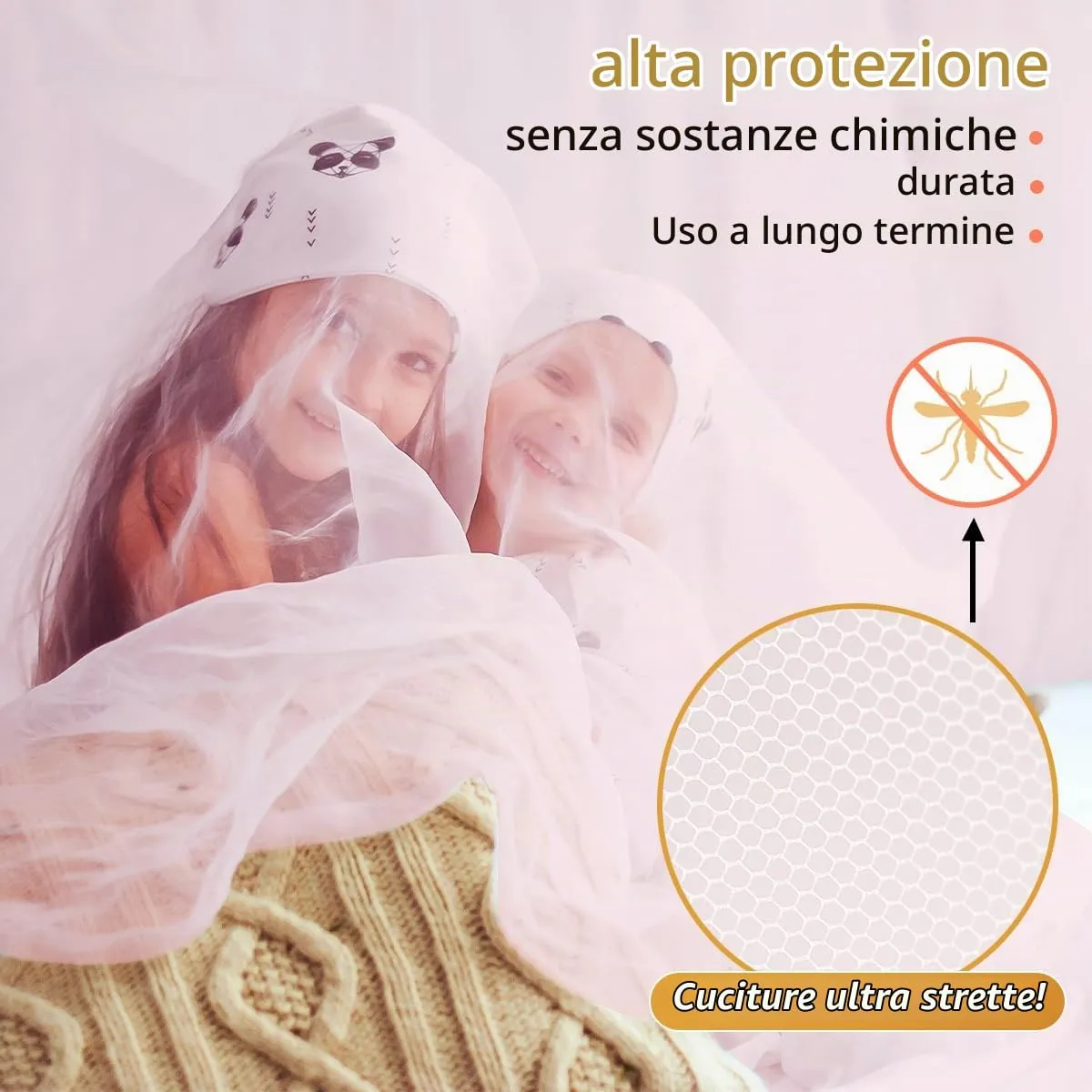 FFTANXS Zanzariera Letto Universale Rosa, Singolo e Matrimoniale, 0.6 x 2.5 x 10.5m, Baldacchino Mesh per Interni ed Esterni - immagine 3