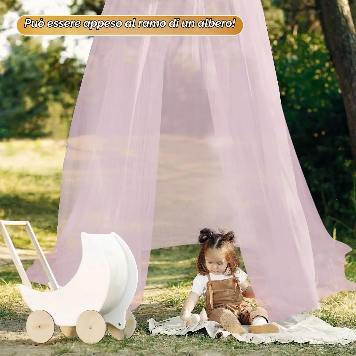 FFTANXS Zanzariera Letto Universale Rosa, Singolo e Matrimoniale, 0.6 x 2.5 x 10.5m, Baldacchino Mesh per Interni ed Esterni - immagine 8