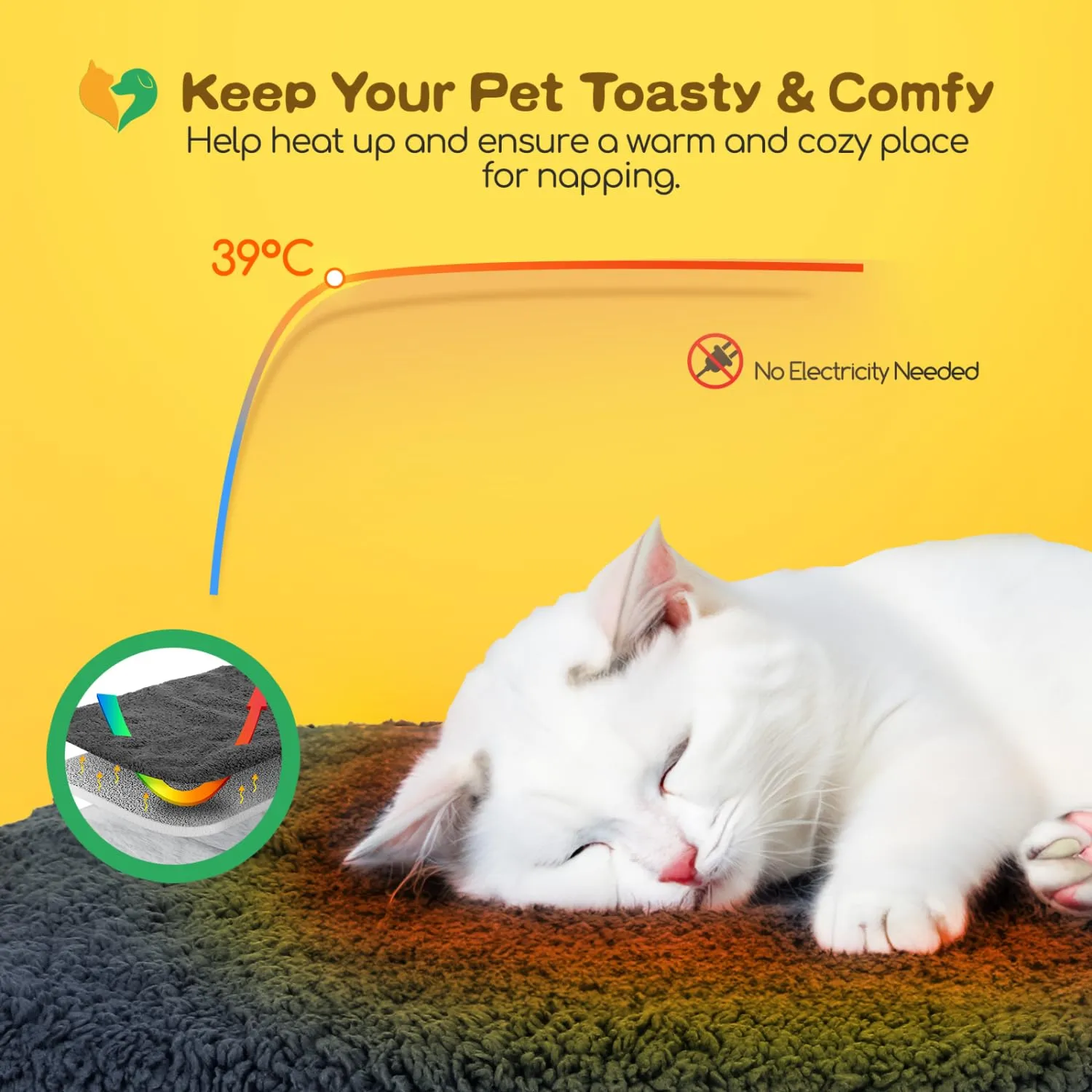 Nobleza Coperta Autoriscaldante per Cani e Gatti, 70x50 cm - immagine 2