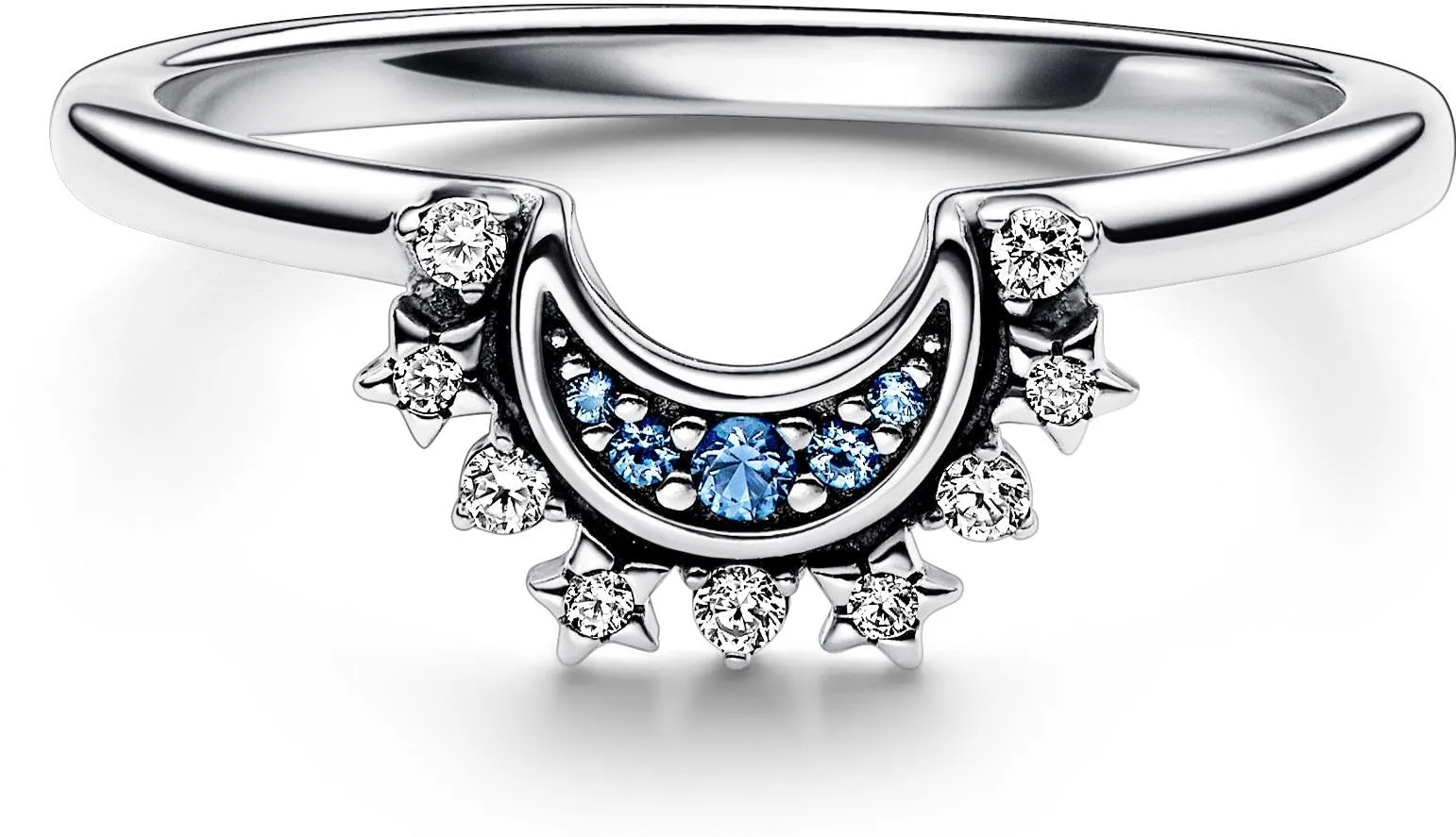 Pandora Moments Anello con Luna Brillante in Argento Sterling, Cristallo Blu Notte e Zirconia Cubica, Misura 60 - immagine 3