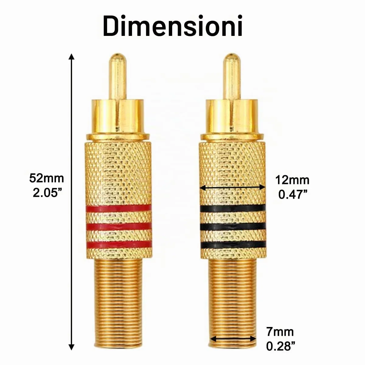 Greluma Connettori a spina RCA placcati in oro, adattatori audio video maschio per cavo coassiale, 14 pezzi - immagine 5