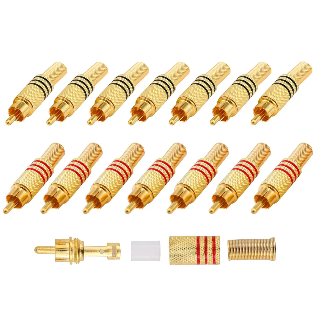 Greluma Connettori a spina RCA placcati in oro, adattatori audio video maschio per cavo coassiale, 14 pezzi - immagine 6