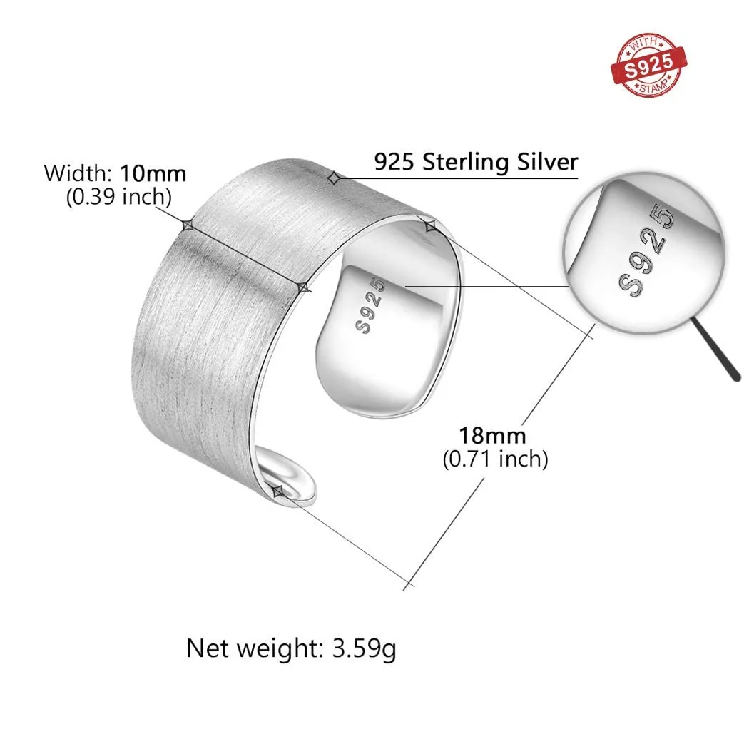 PROSILVER Anello Argento 925, Larghezza 10mm, Taglia Regolabile 12-27 - immagine 6