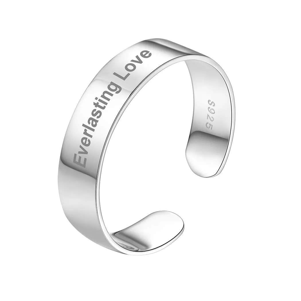 PROSILVER Anello Argento 925, Larghezza 5mm, Aperto Regolabile Unisex - immagine 1