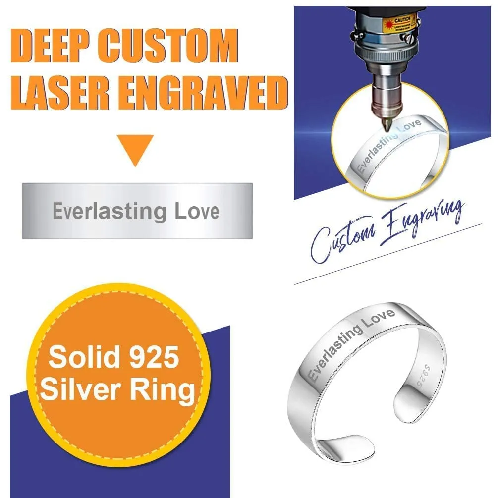 PROSILVER Anello Argento 925, Larghezza 5mm, Aperto Regolabile Unisex - immagine 2