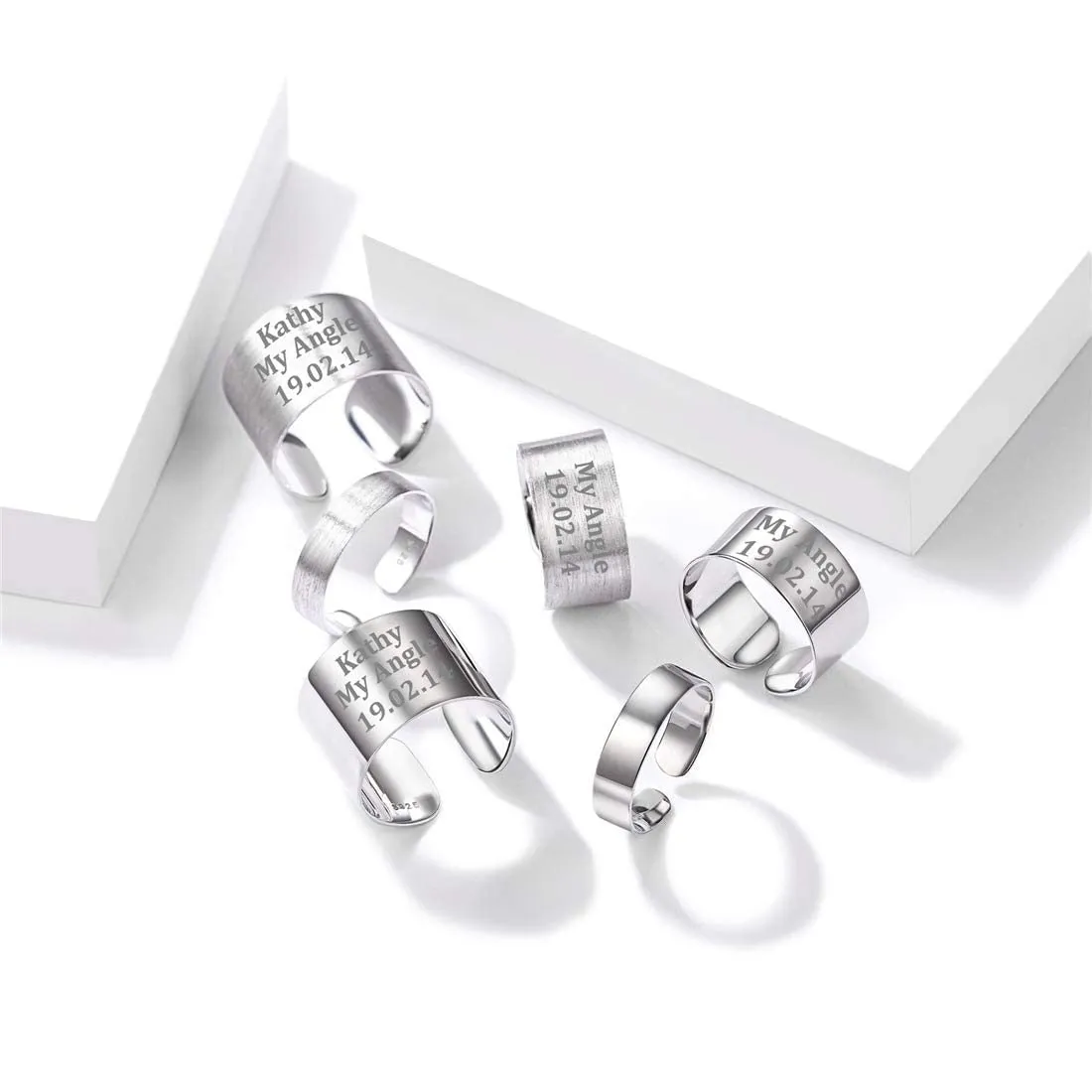 PROSILVER Anello Argento 925, Larghezza 5mm, Aperto Regolabile Unisex - immagine 6